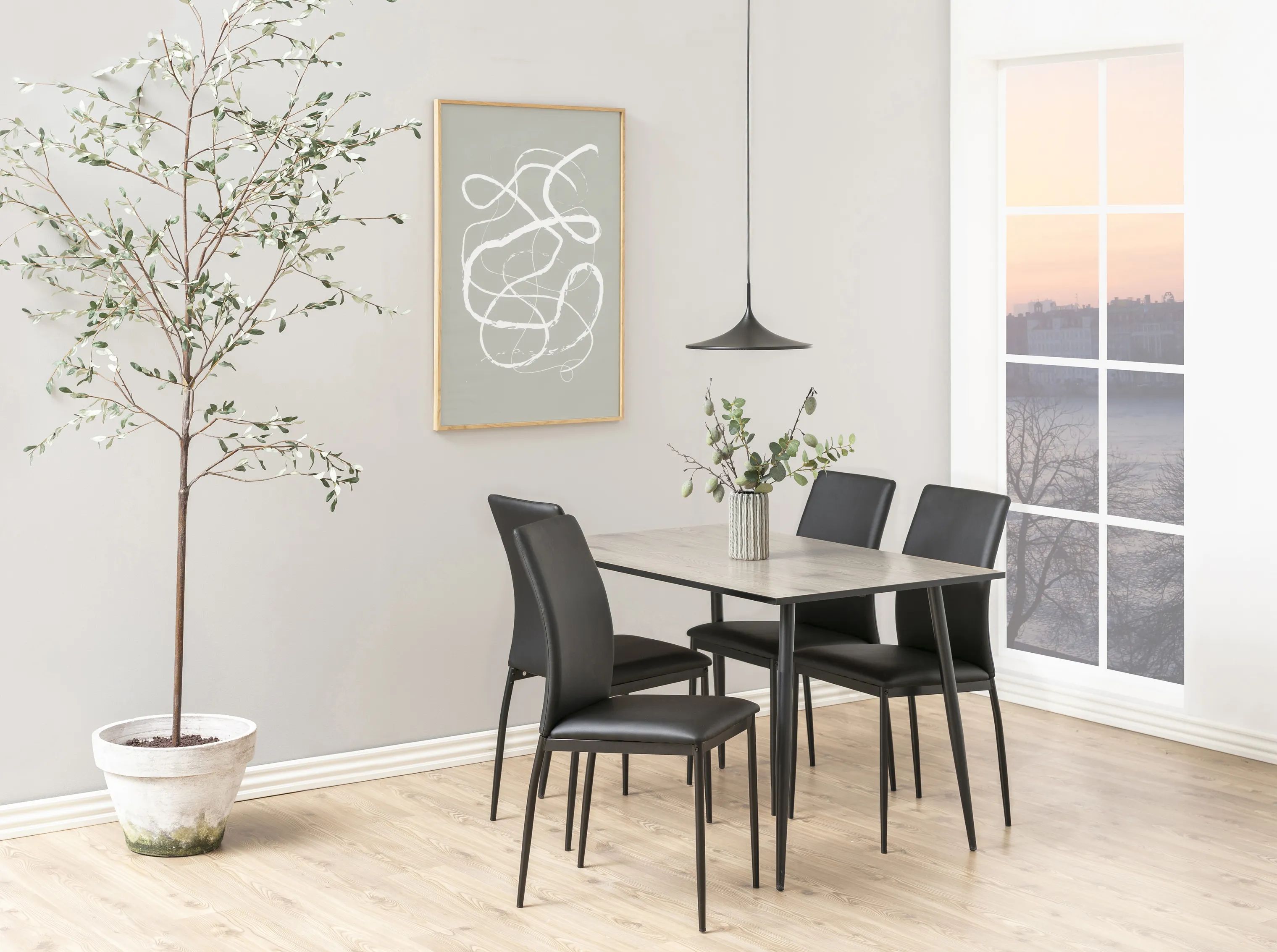CASA Living Spiseborde Wilma Spisebord i Hvidvasket vild eg/mat sort, B120 x L80 cm, 3