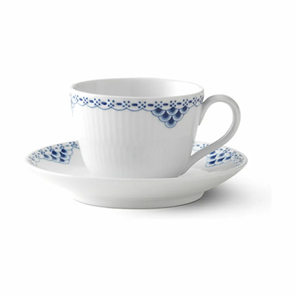 Royal Copenhagen Krus og kopper med hank Prinsesse Kop m. underkop i Hvid, 20 cl, 1