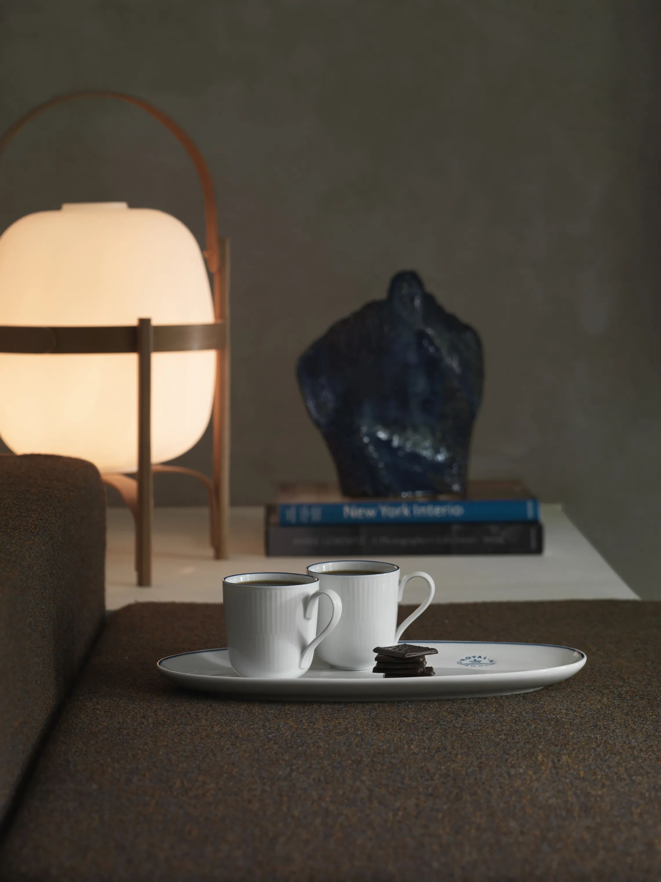 Royal Copenhagen Serveringsfade Blueline Fad i Hvid/blå, 37 cm, 3