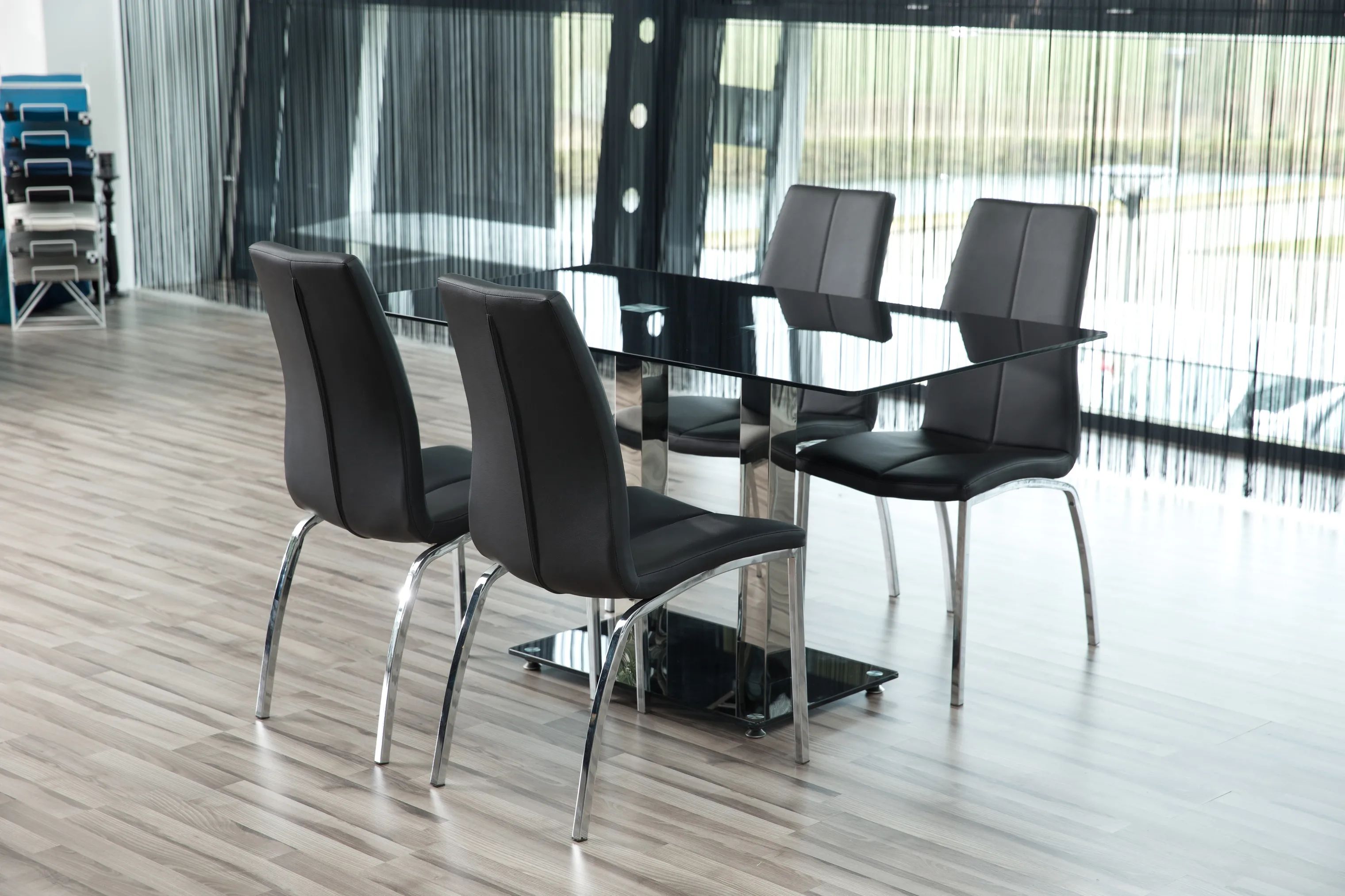 CASA Living Spisebordsstole Asama Spisebordsstol - 4 stk. i sort/krom, 3