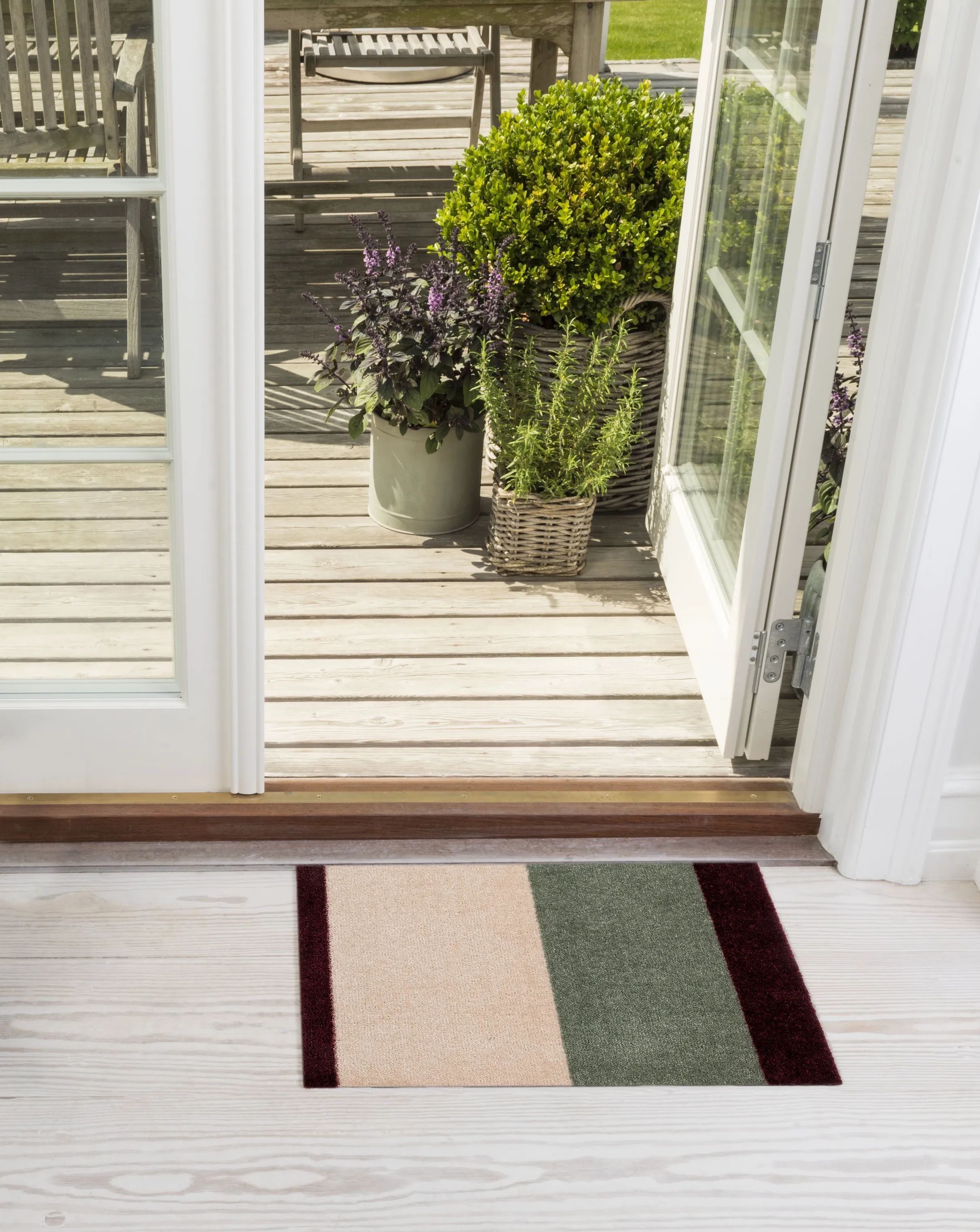 Tica Copenhagen Dørmåtter Stripes Horisontal Gulvmåtte i Grøn/Ivory/Bordeaux, B40 x L60 cm, 3