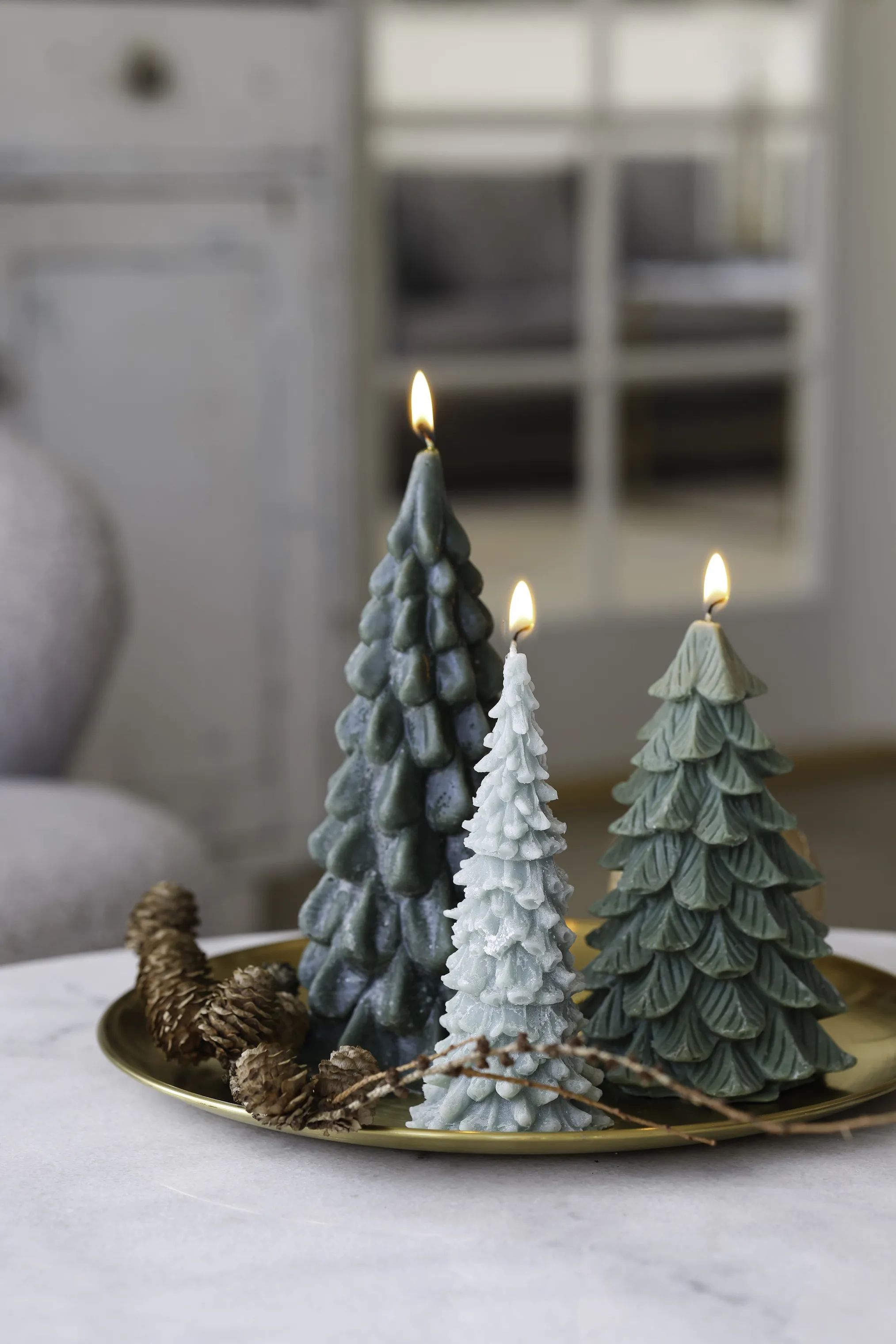 Casa Christmas Bloklys Lys - Juletræ i Lysegrøn, 2
