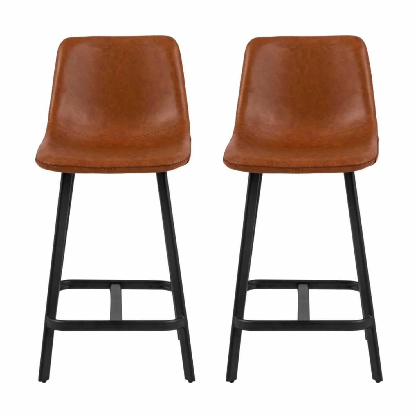 CASA Living Barstole Oregon Barstol - 2 stk i cognac/sort/sort, 1