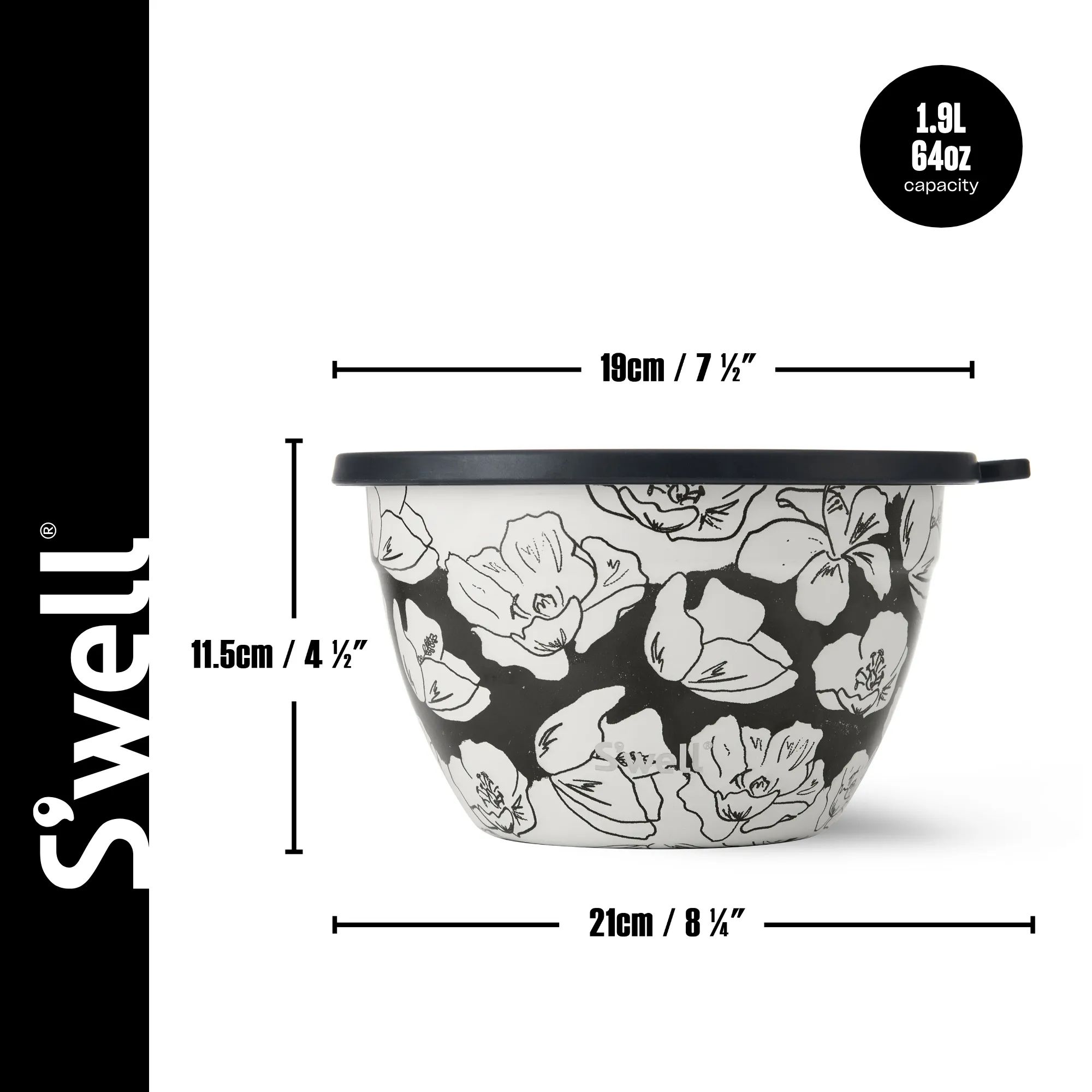 S'well Røreskålsæt Opbevaringssæt - 5 dele i Black / White, 2