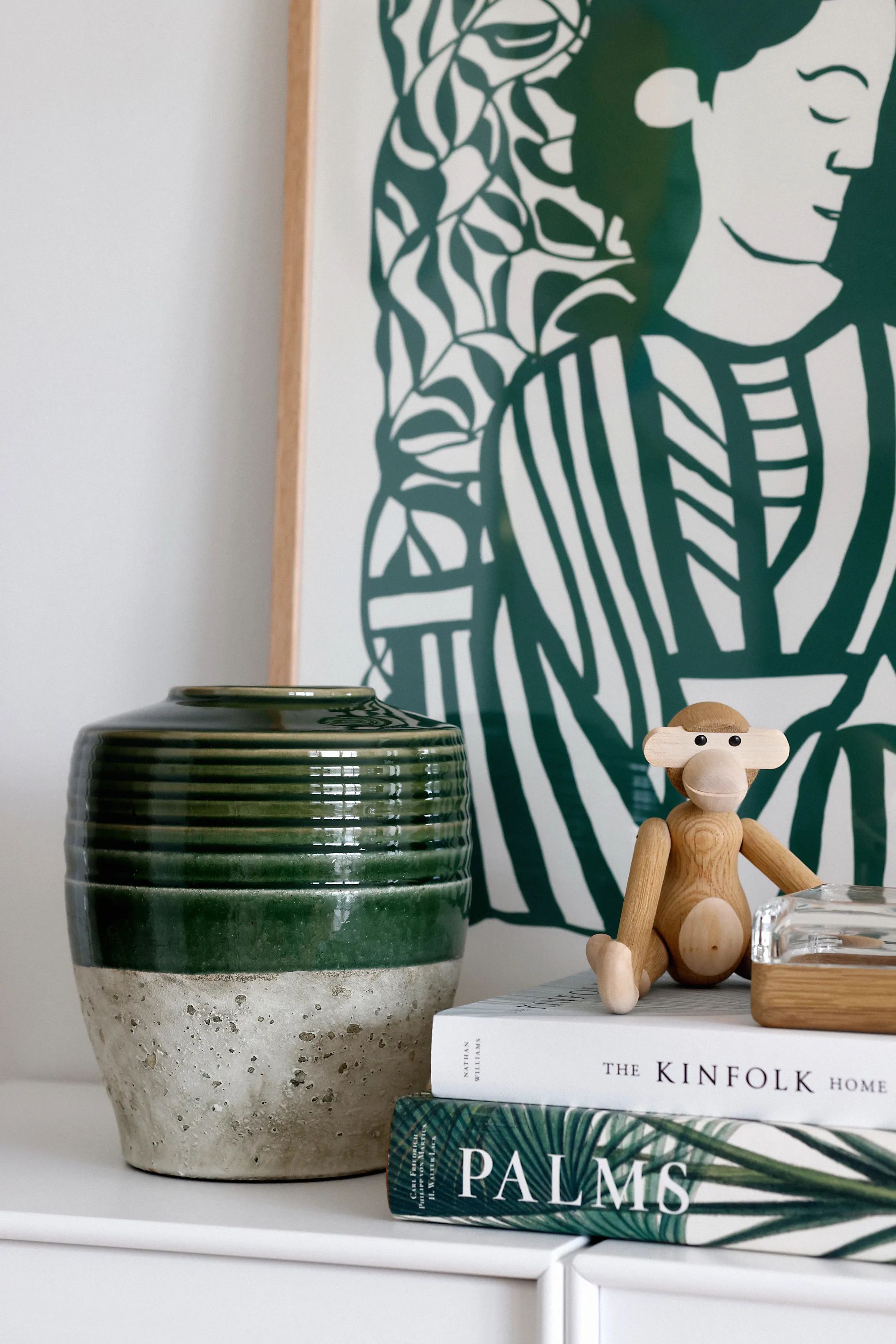 CASA Living Vaser Keramikvase i Grøn/lysere grøn/antik creme, 2