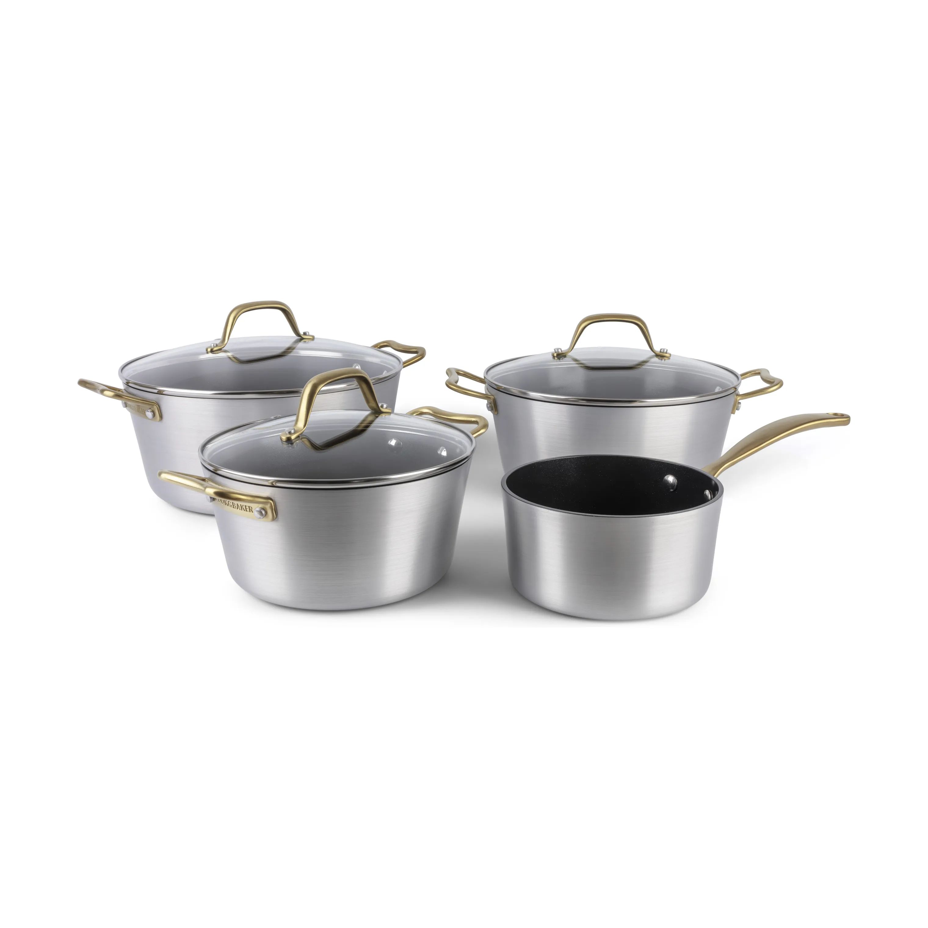 Cook & Baker Grydesæt Premium Grydesæt - 7 dele i sølvfarvet, 1