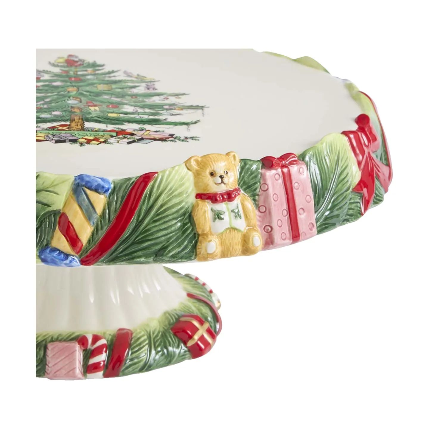 Spode Lagkagefade Christmas Tree Kagefad i Rød/grøn/hvid, 4