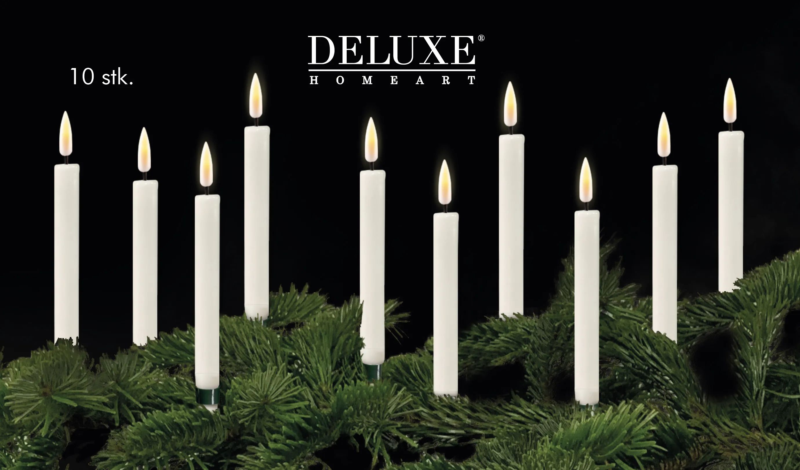 Deluxe Homeart Lysholdere og juletræslys LED Juletræslys - 10 stk. i Hvid, 13 cm, 2