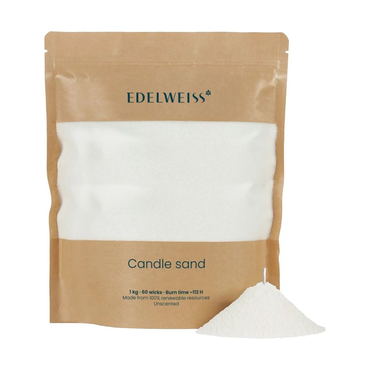Lene Bjerre Fyrfadslys Edelweiss Stearin Sand i 1 kg, 1