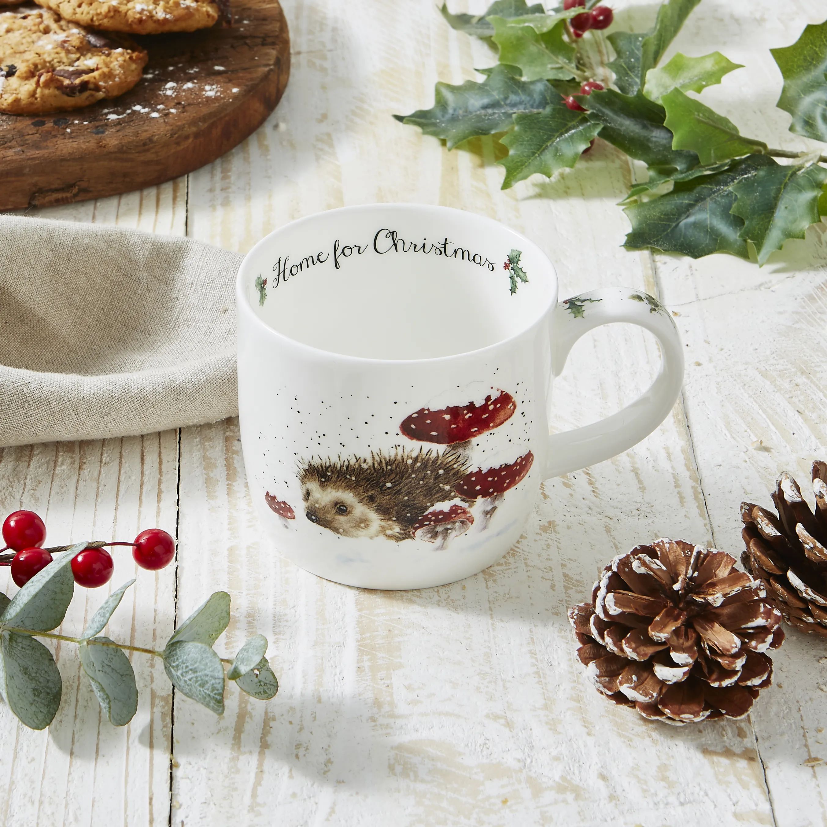 Royal Worcester Krus og kopper med hank Wrendale Krus - Home for xms i Pindsvin og fluesvampe, 2
