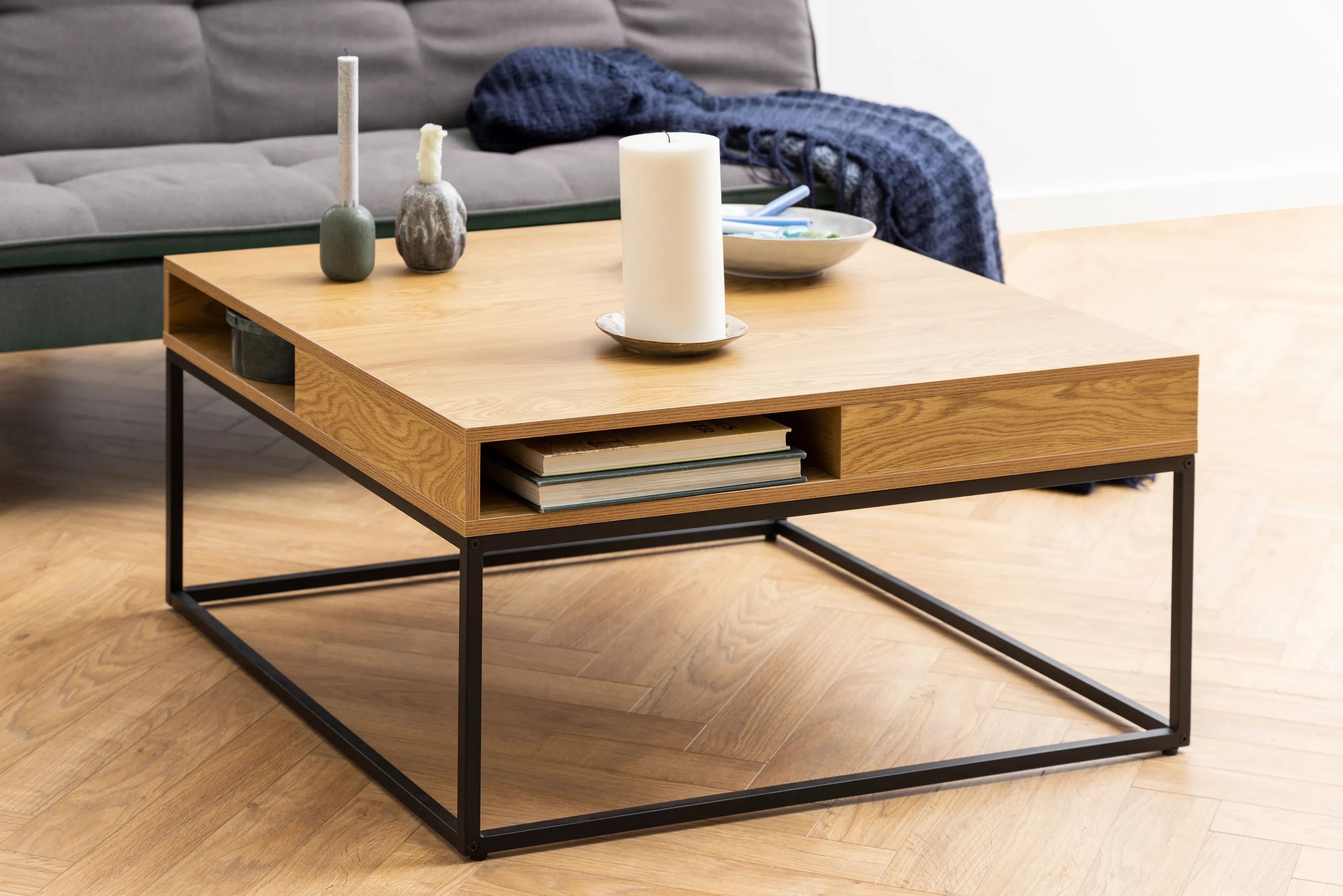 CASA Living Sofaborde Willford Sofabord i vild eg/sort, 80 cm, 3