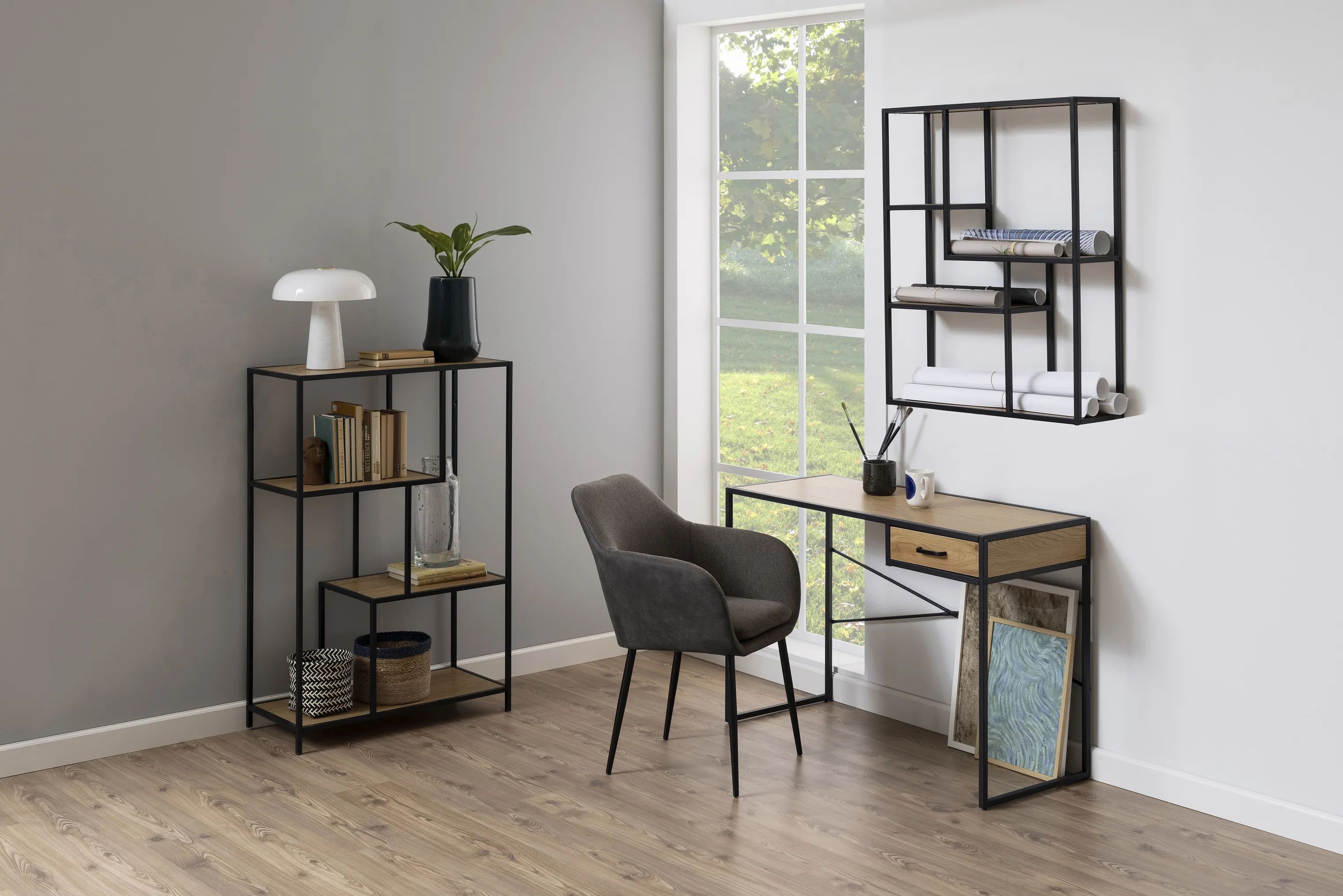 CASA Living Hylder Seaford Væghylde i natur/sort, 2