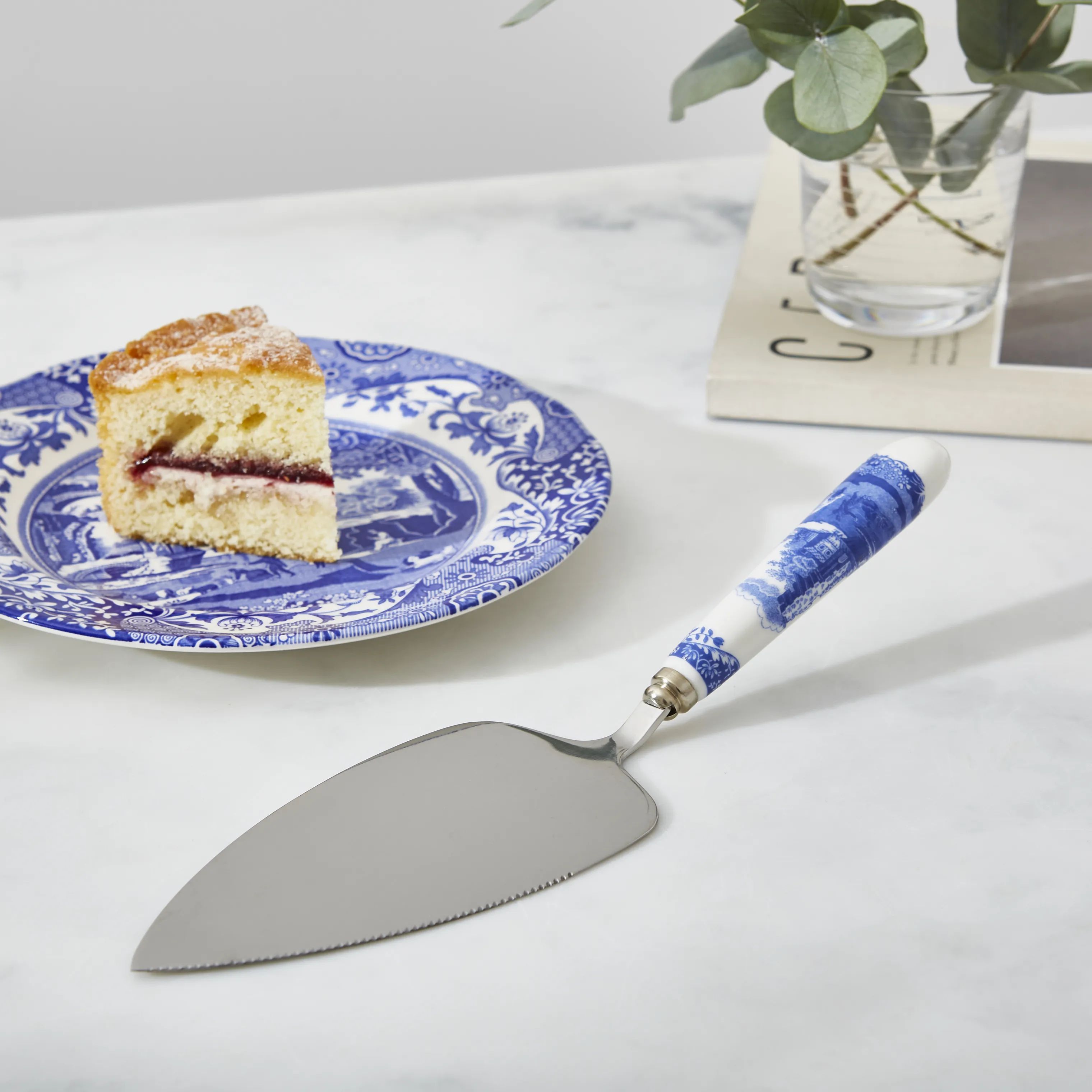 Spode Lagkageknive og -spader Blue Italian Blue Italien Kagespade i Blå/Hvid, 2