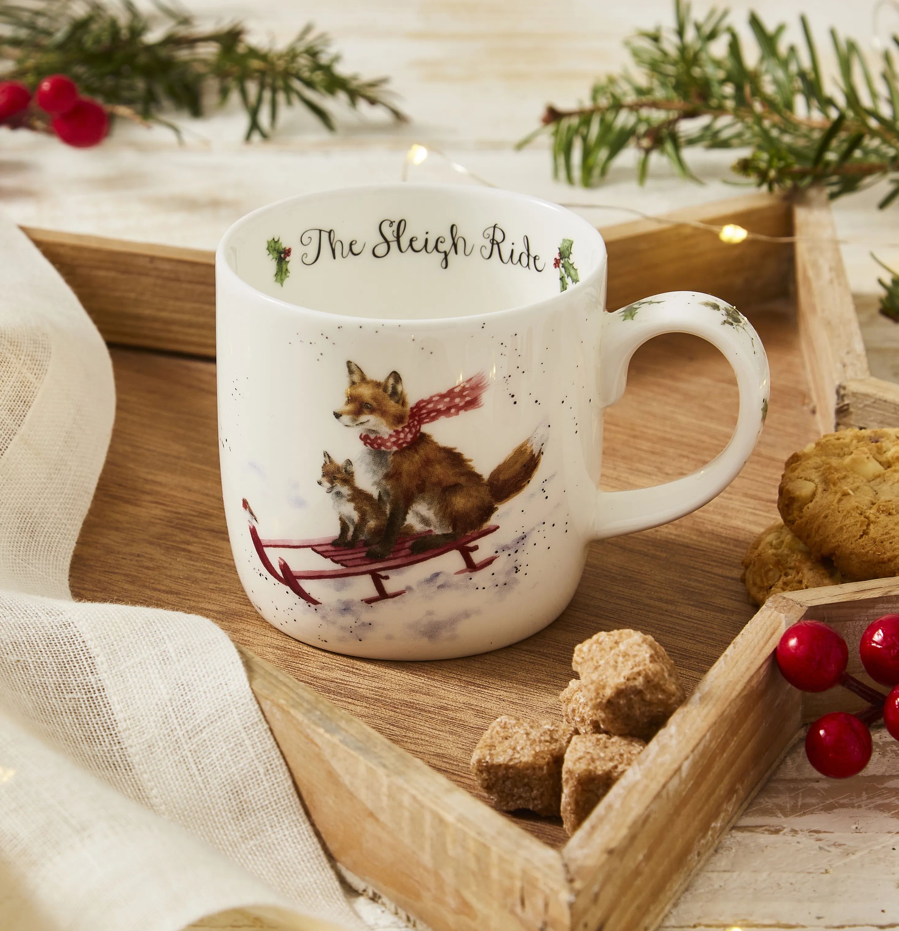 Royal Worcester Krus og kopper med hank Wrendale Krus - Sleigh ride i Julekrus, 3