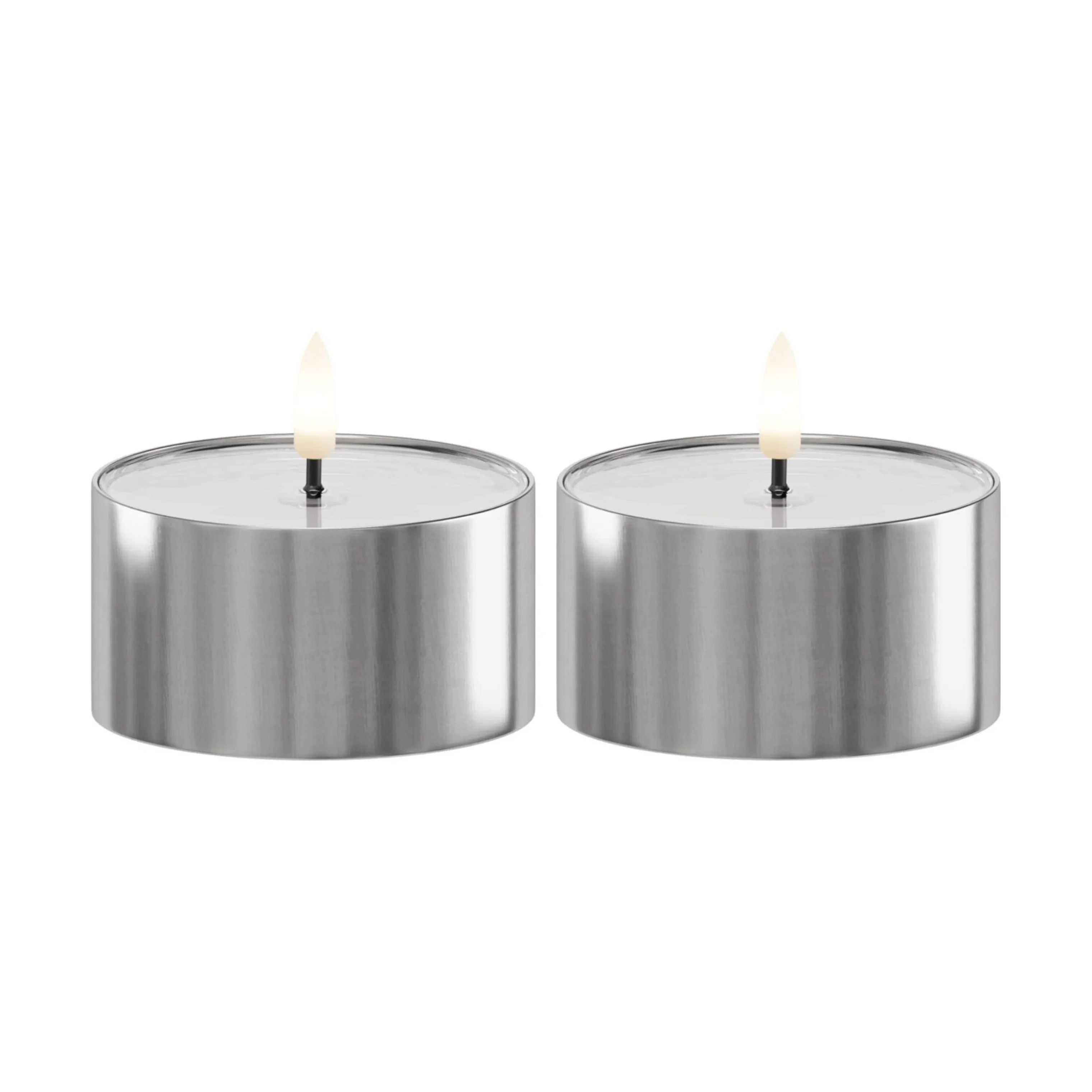 Deluxe Homeart LED-lys Udendørs LED Fyrfadslys - 2 stk. i Sølvfarvet, 8 cm, 1