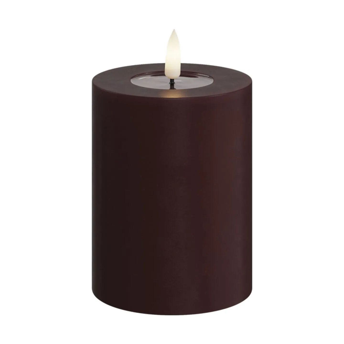 Deluxe Homeart LED-lys Real Flame LED Bloklys i Mørk Bourgogne, 10 cm, 1