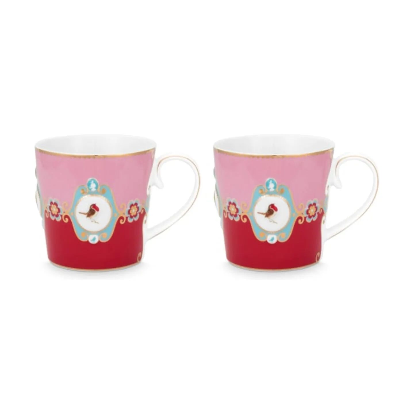PIP Studio Krus og kopper med hank Love Birds Krus - 2 stk. i Pink, 300 ml, 1