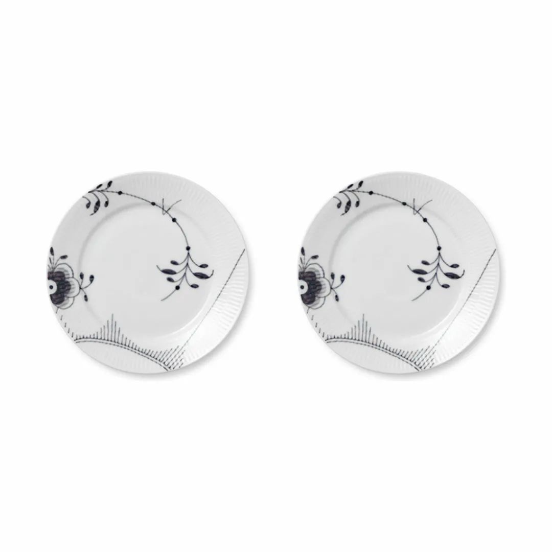 Royal Copenhagen Frokosttallerkener Sort Mega Riflet Frokosttallerken #2 - 2 stk. i Sort/hvid, 1