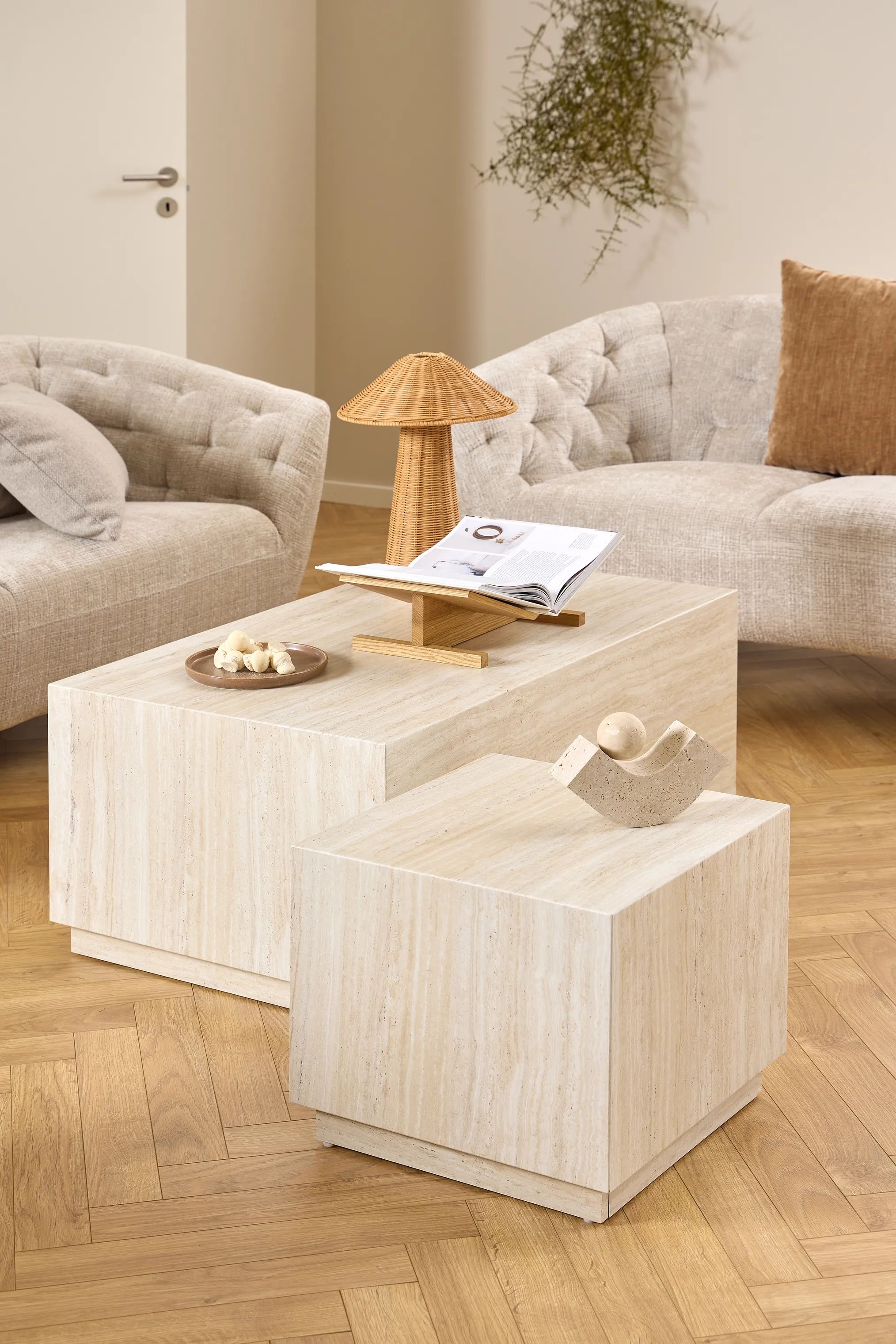 CASA Living Sofaborde Dice Sofabord - 2 stk i Beige, 2
