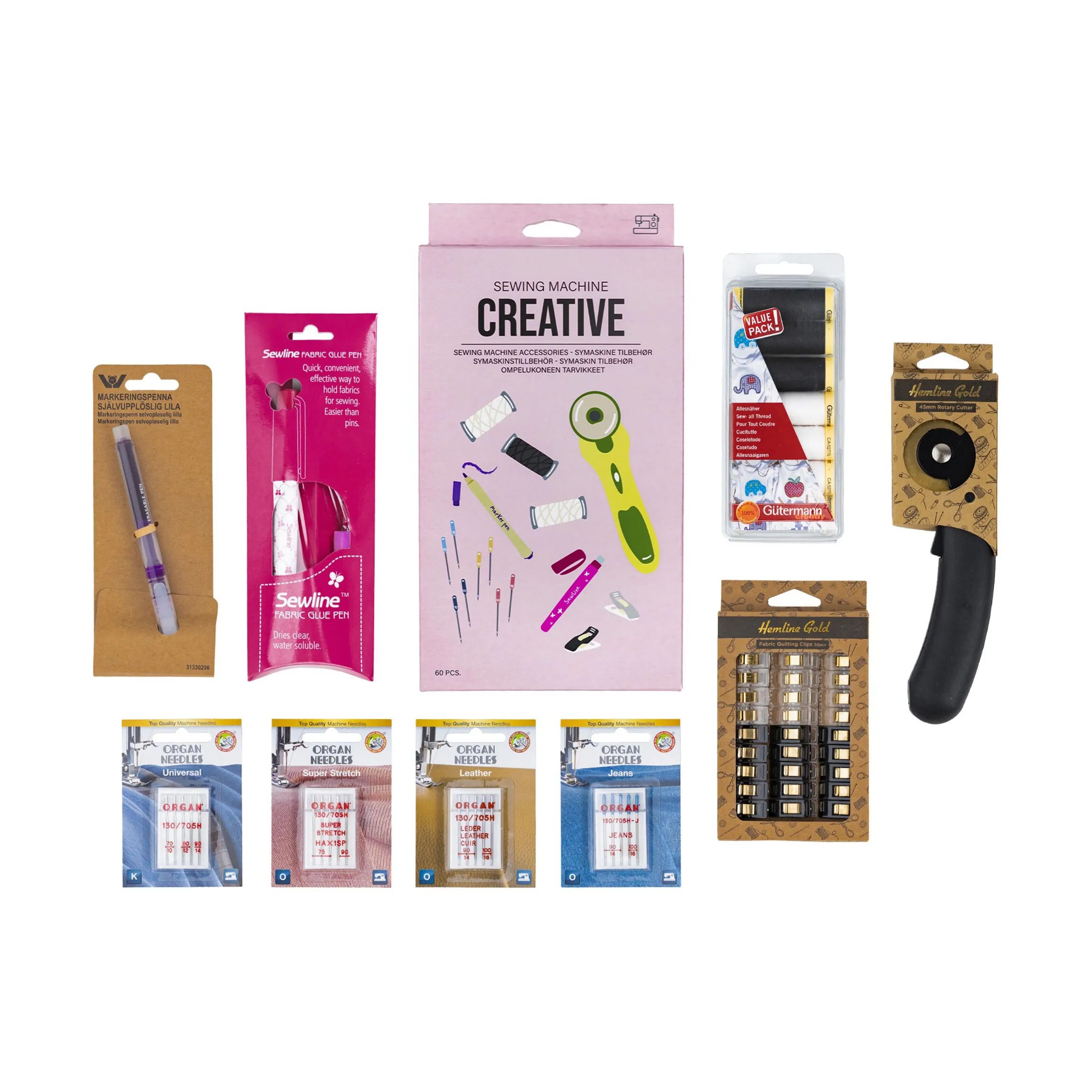Kreativ4 Tilbehør til symaskiner Kreativ Sy-kit - 60 dele i Multifarvet, 3