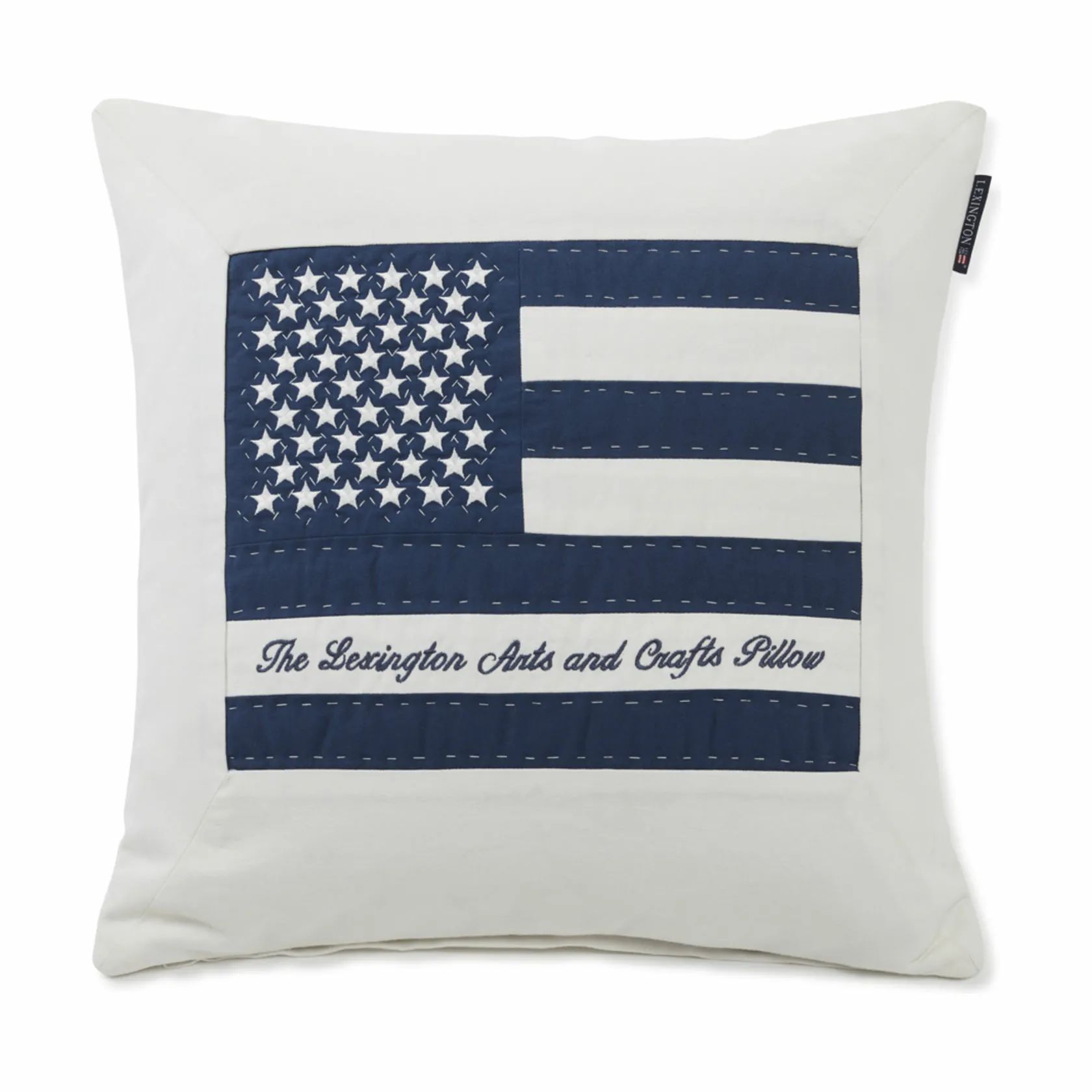 Lexington Pyntepudebetræk Arts & Crafts Cotton Twill Pudebetræk i Off White/Blue, 1