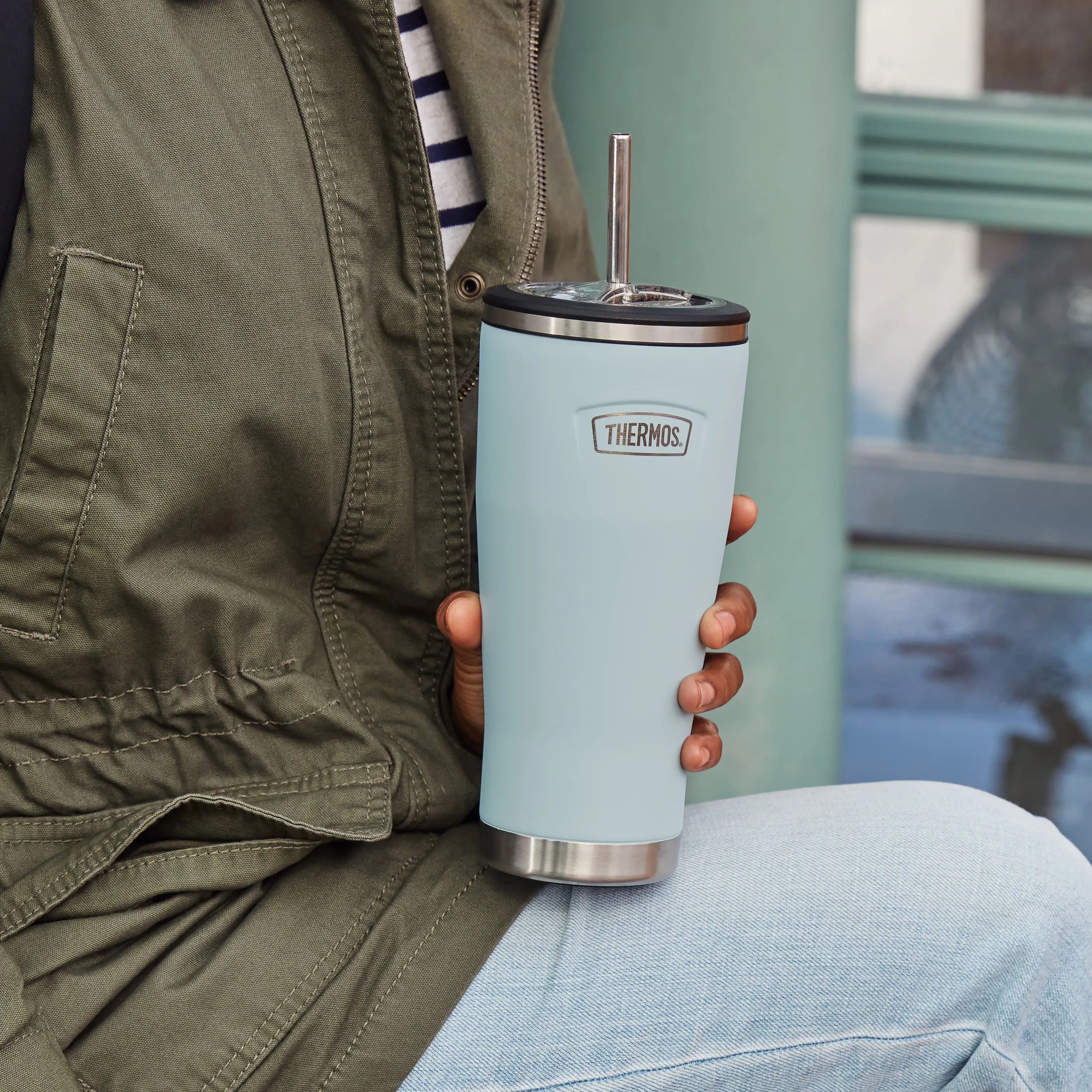 Thermos To go kopper Termokrus med sugerør i Blå, 2