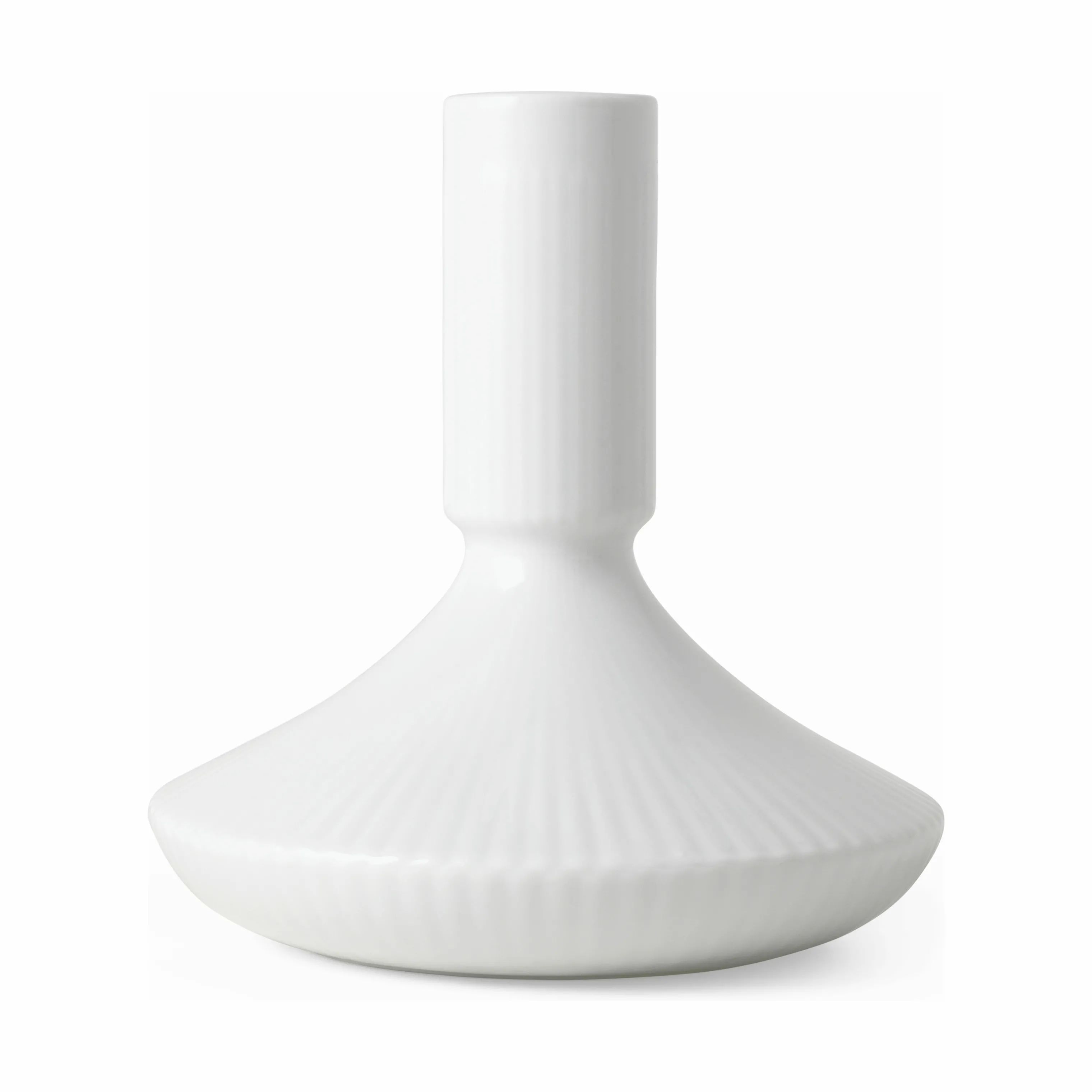 Royal Copenhagen Kronelysestage Hvid Riflet Lysestage i 12 cm, 1