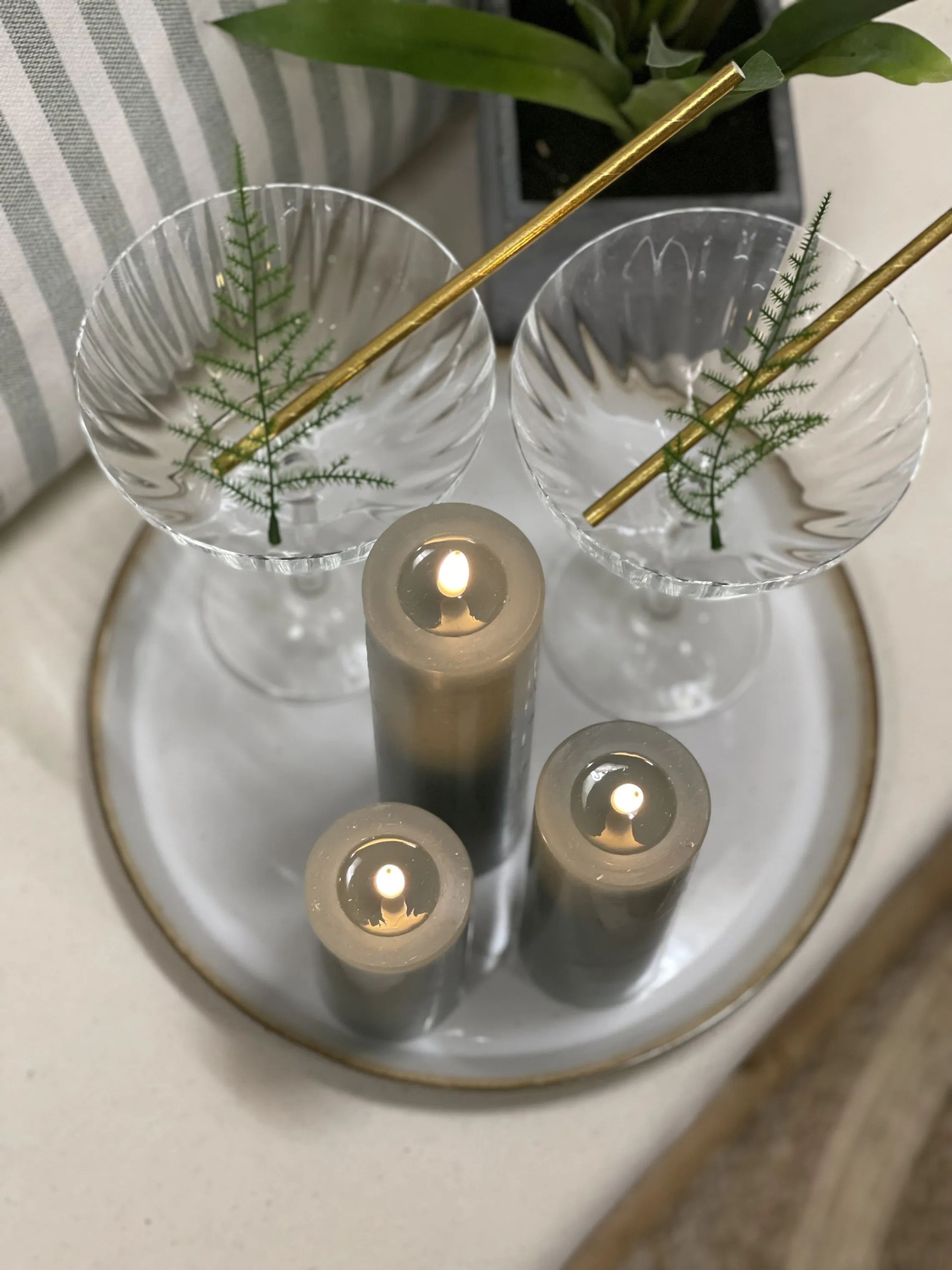 Deluxe Homeart LED-lys Real Flame LED Bloklys i Sand , 10 cm, 2