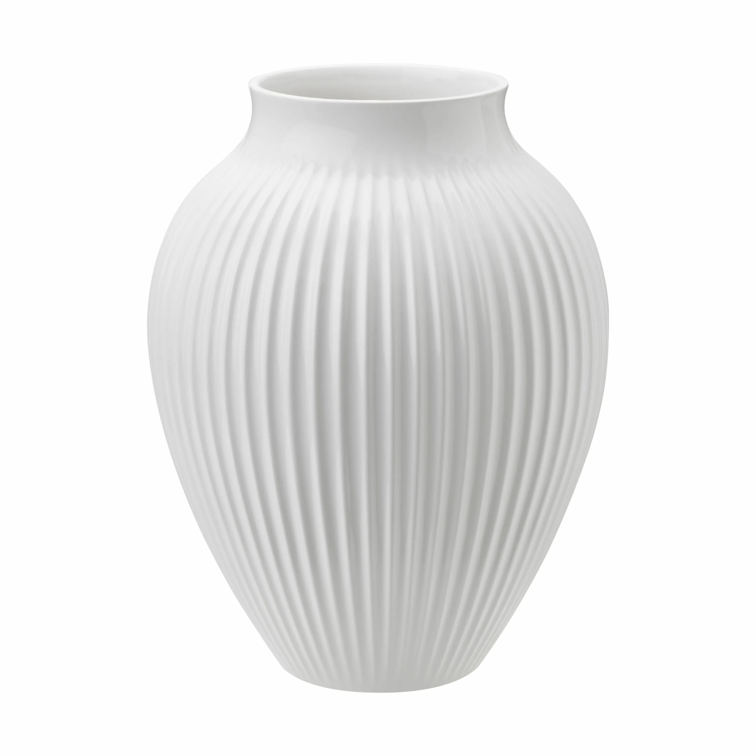 Knabstrup Keramik Vaser Riller Vase i Hvid riller, 20 cm, 1