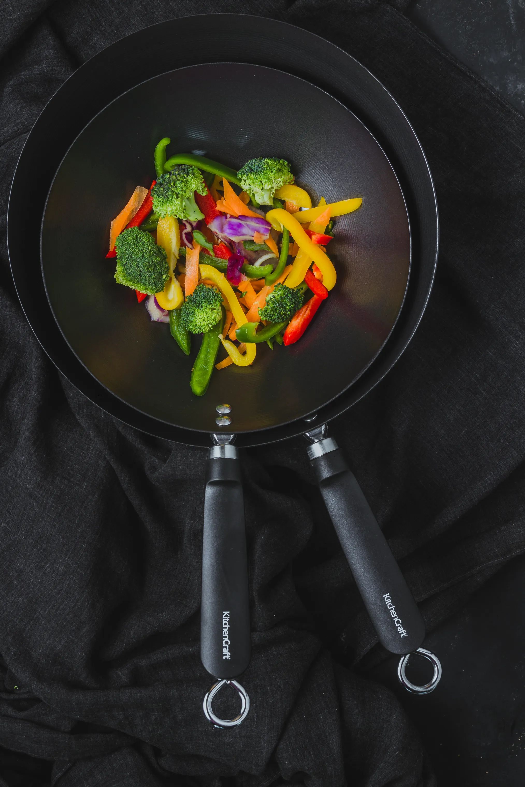KitchenCraft Wokpander World of Flavours Wok i 30 cm, 2