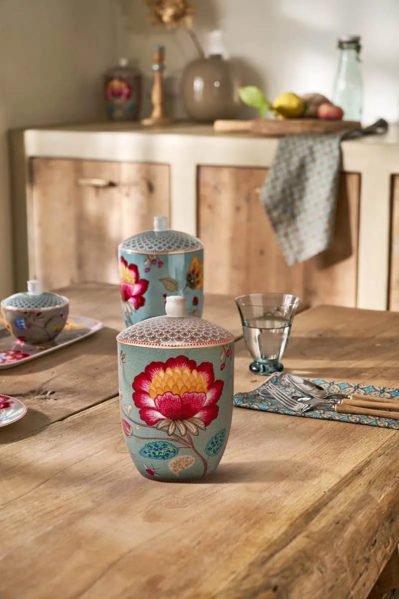 PIP Studio Krukker med låg Blooming Tales Opbevaringskrukke i Blue, 2