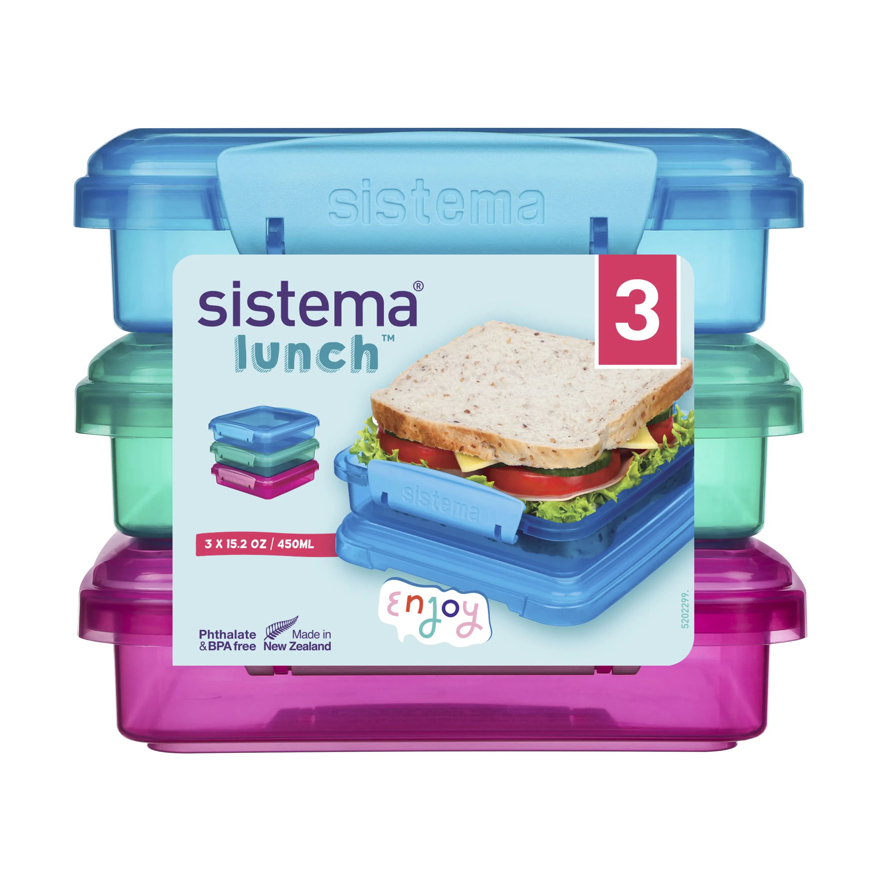 Sistema Madkasser Madkasse - 3 stk. i Blue/Teal/Pink, 1