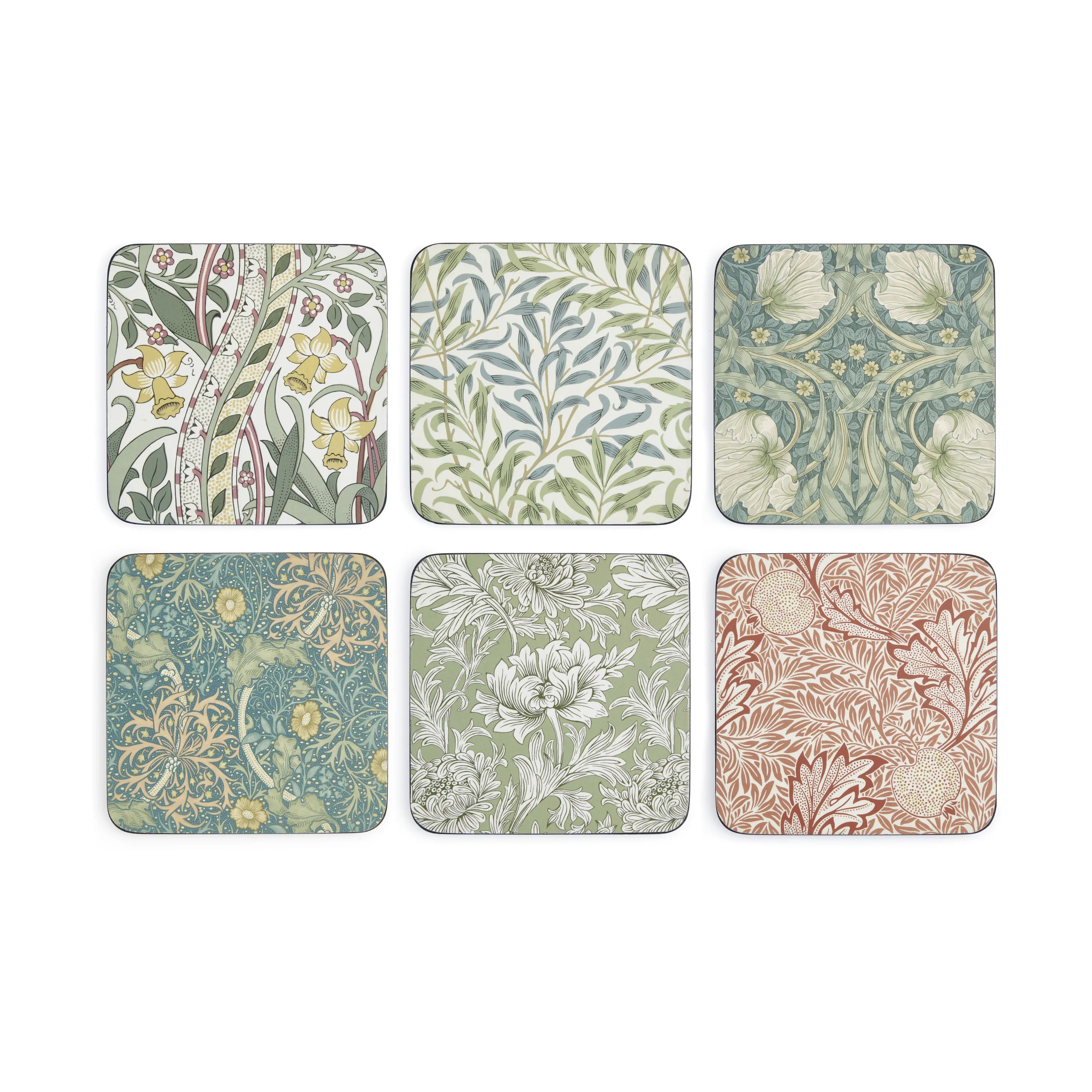 Pimpernel Glasbrikker og coasters Morris & Co Glasbrikker - 6 stk. i Multifarvet/grøn, 1
