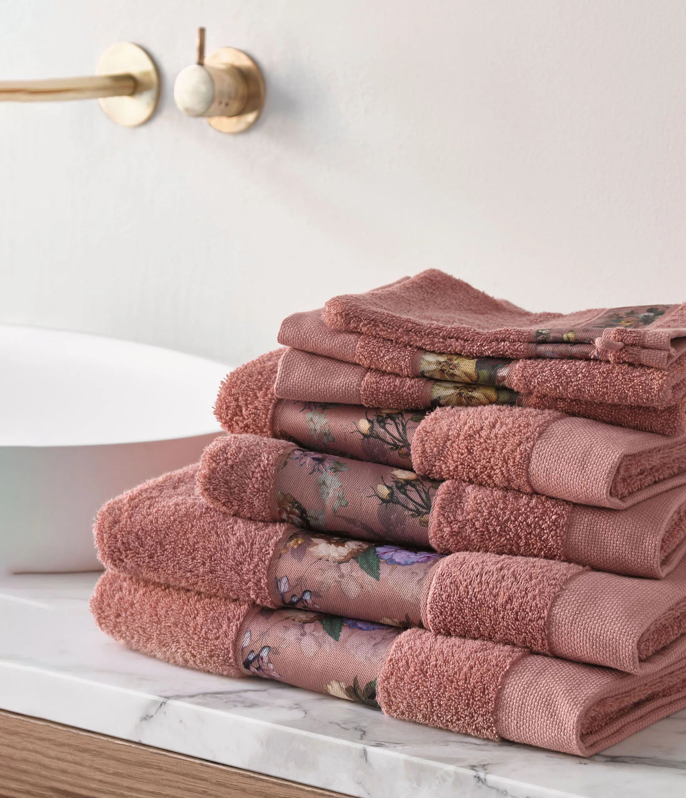 Essenza Håndklæder Fleur Håndklæde i Dusty rose, B70 x L140 cm, 2