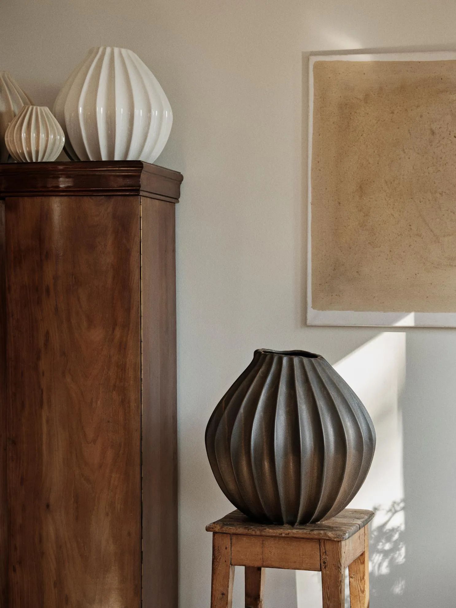 Broste Copenhagen Vaser Wide Vase i Hvid, H15 x Ø15, 2