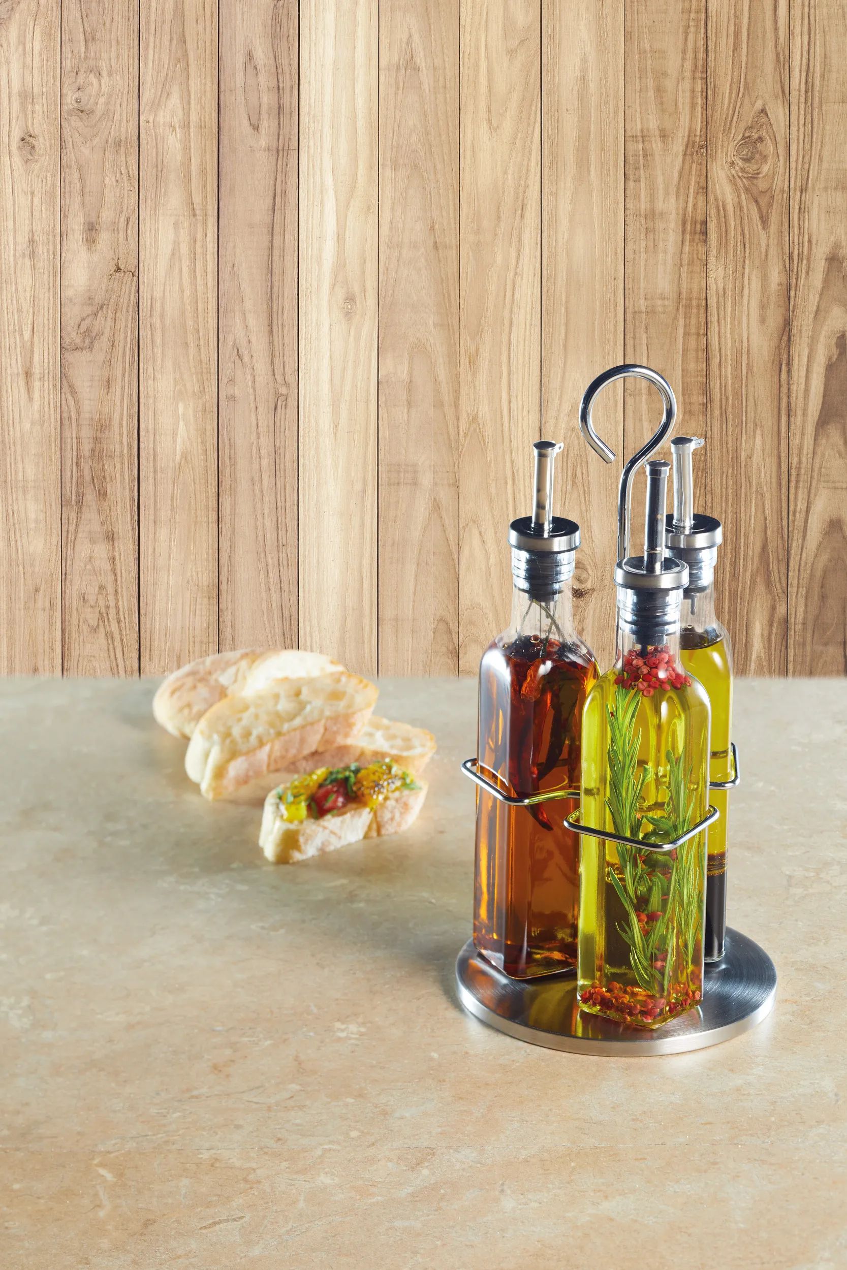KitchenCraft Olie- og eddikeflasker World of Flavours Olie/Edikkesæt - 4 dele i Klar, 3