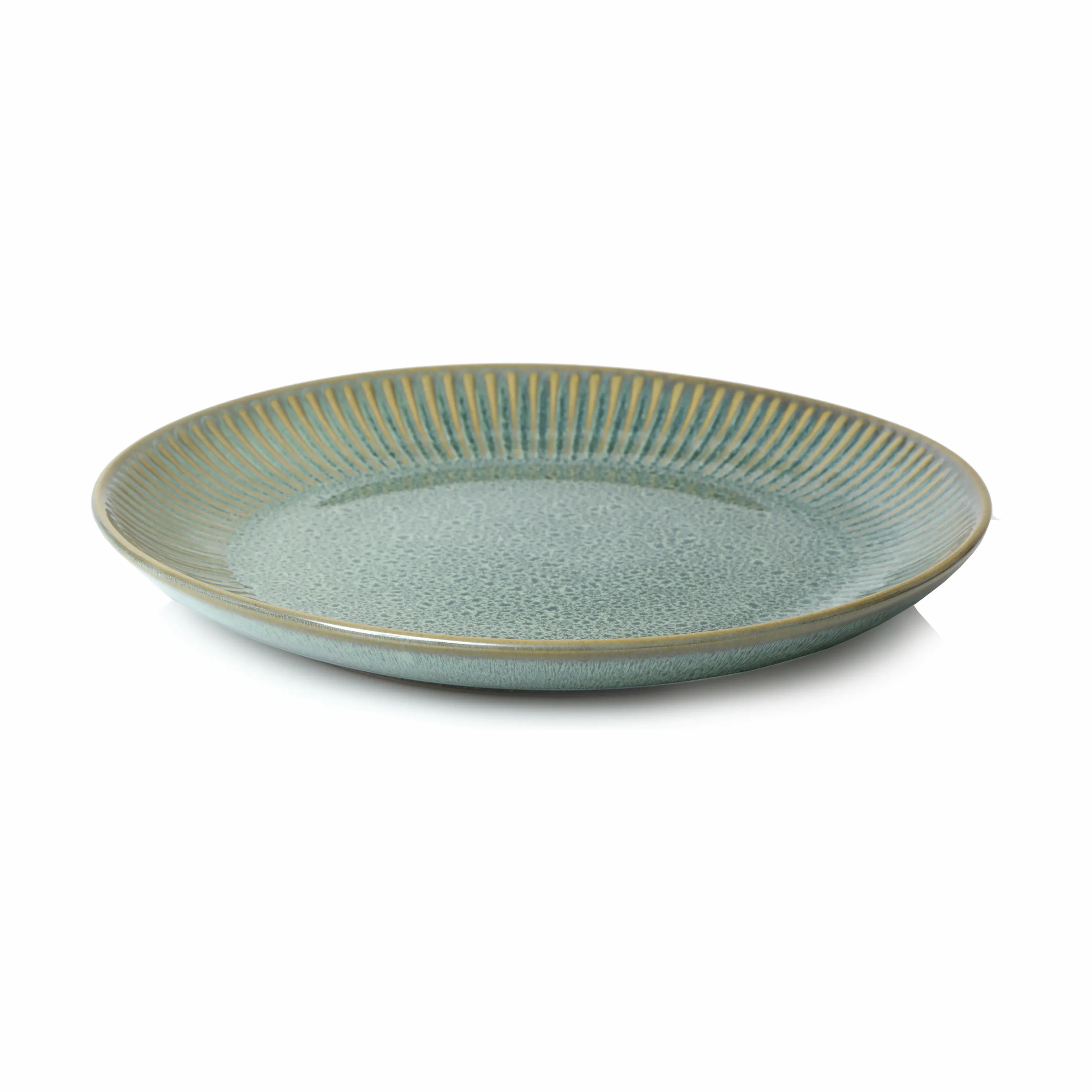 CASA Living Frokosttallerkener Sofia Riflet Tallerken i Grøn, 22 cm, 4