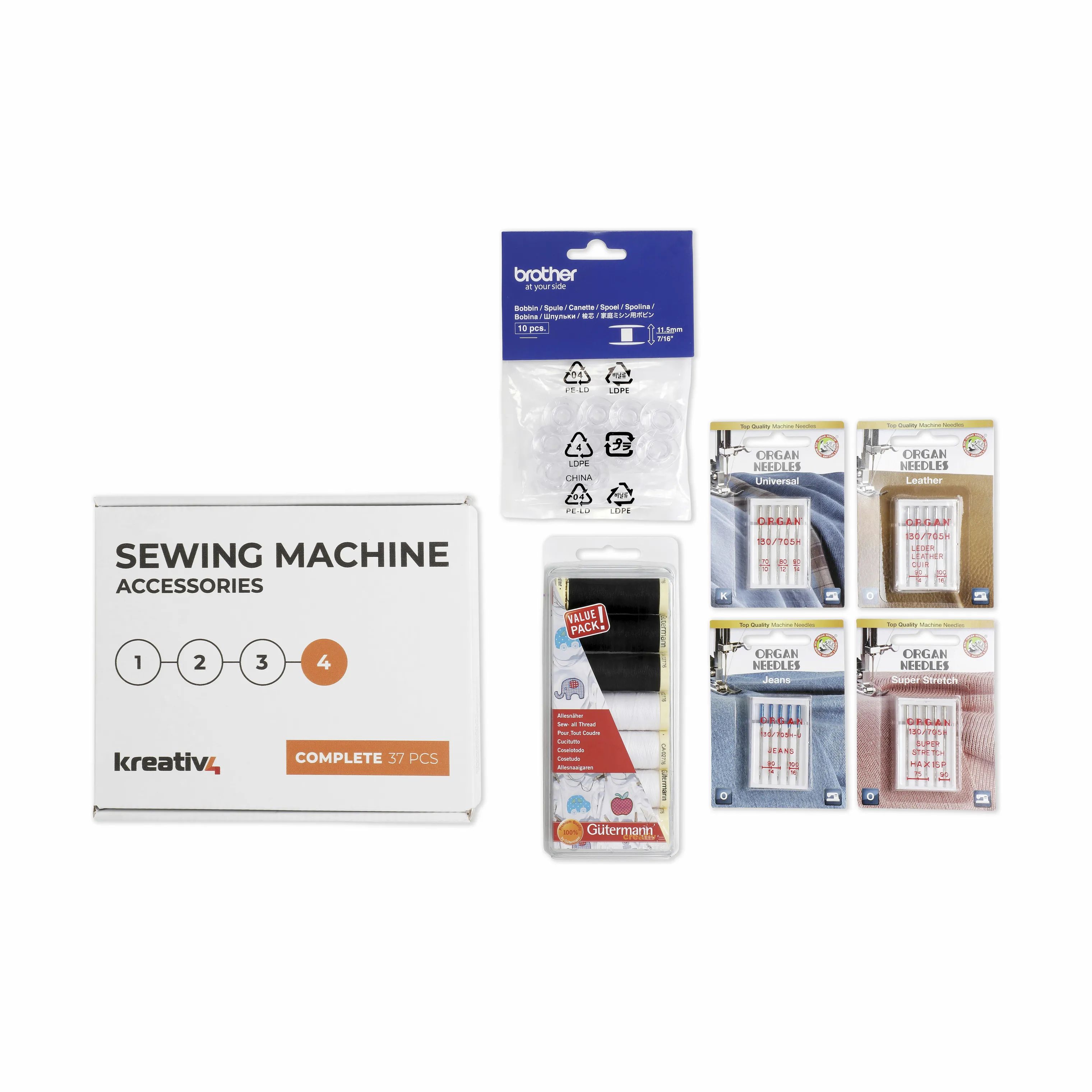 Kreativ4 Tilbehør til symaskiner Complete sy-kit - 37 dele i Hvid, 1
