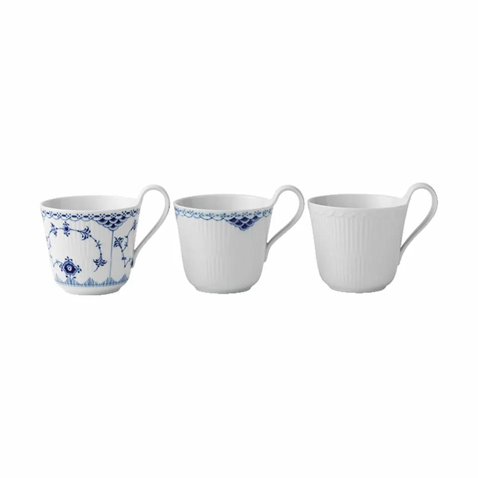 Royal Copenhagen Krus og kopper med hank Gifts with History Halvblonde Krus - 3 stk. i Koboltblå/hvid, 33 cl, 1