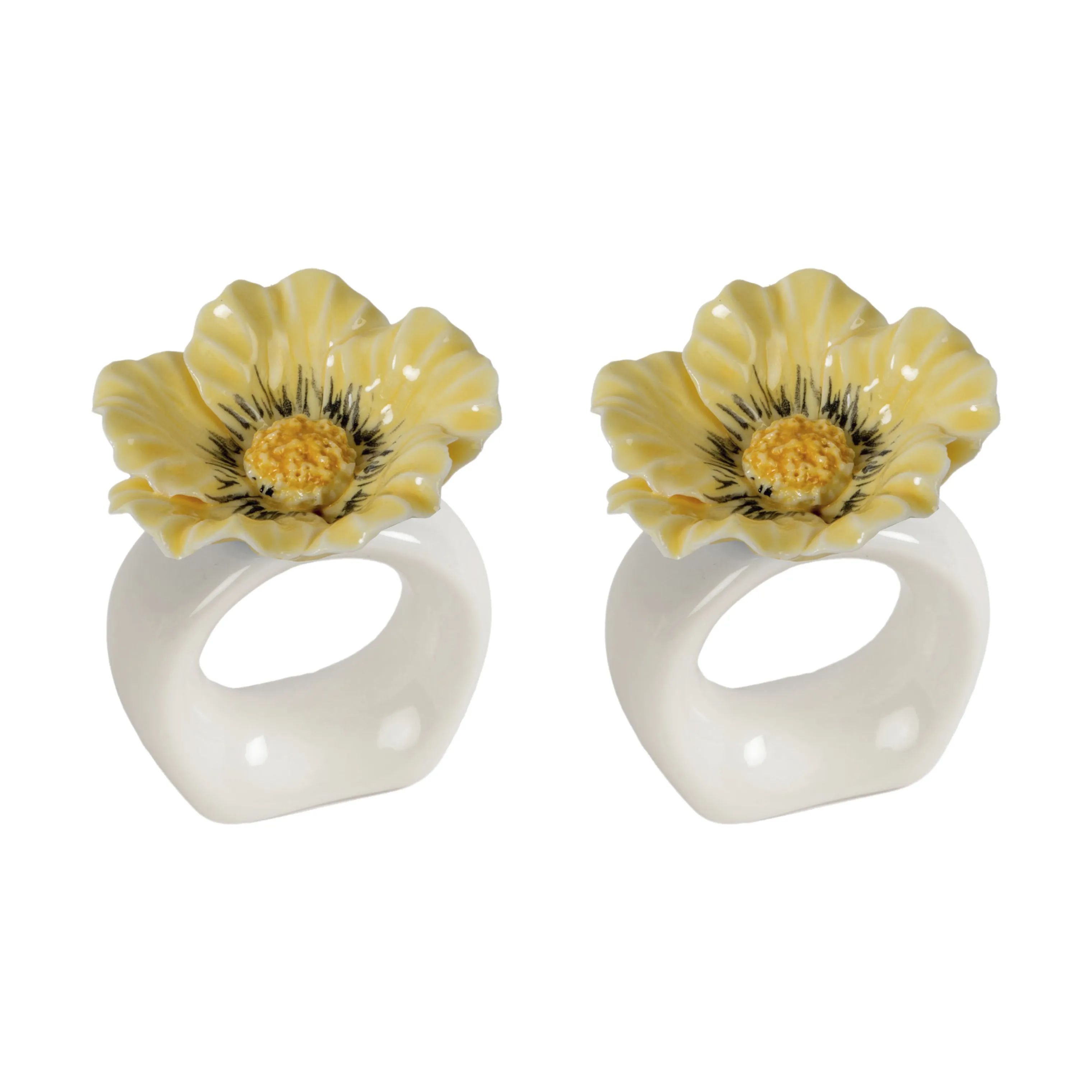 ByOn Servietringe og -holdere Poppy Servietring - 2 stk. i gul/hvid, 1