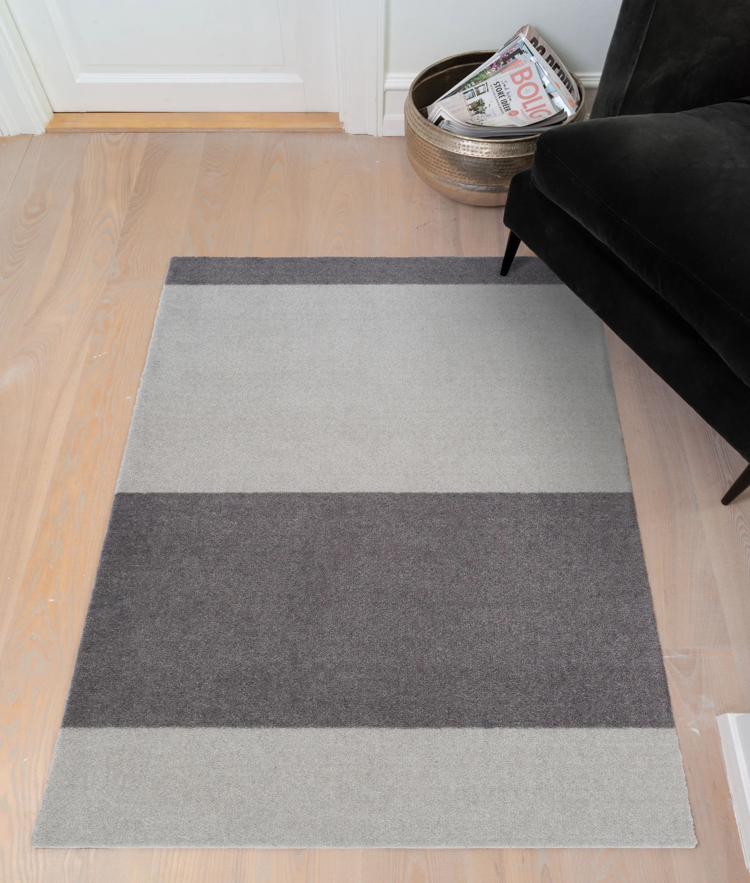 Tica Copenhagen Gulvtæpper Stripes Horisontal Gulvtæppe i Grå/lysegrå, B90 x L130 cm, 3