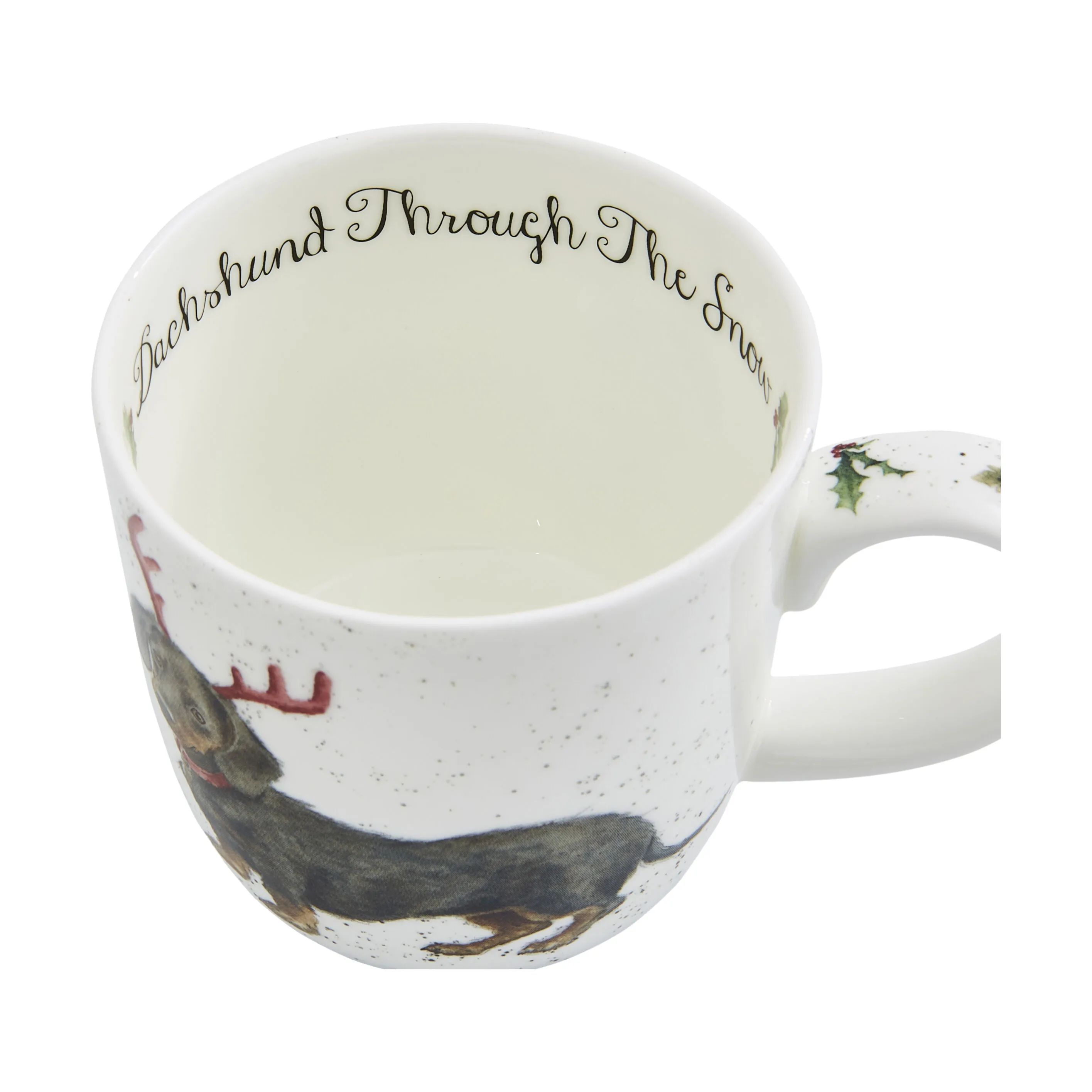 Royal Worcester Krus og kopper med hank Wrendale Krus - Dachshund Snow i Gravhund i sne, 4