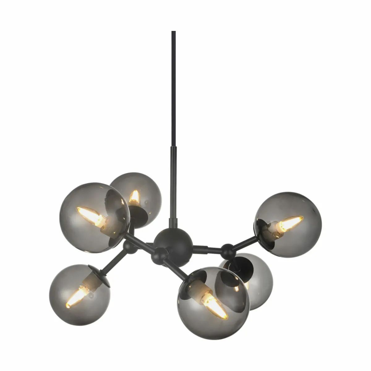Halo Design Pendler Atom Lysekrone i smoke/sort, 45 cm, 1