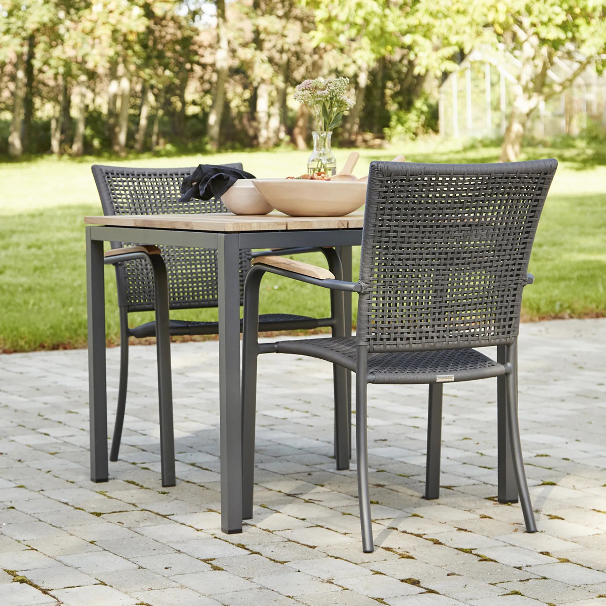 Mandalay Havemøbelsæt Toscana & Ravello Havemøbelsæt - 3 dele i Antracit, Bord (L 82 cm) med 2 stole, 2