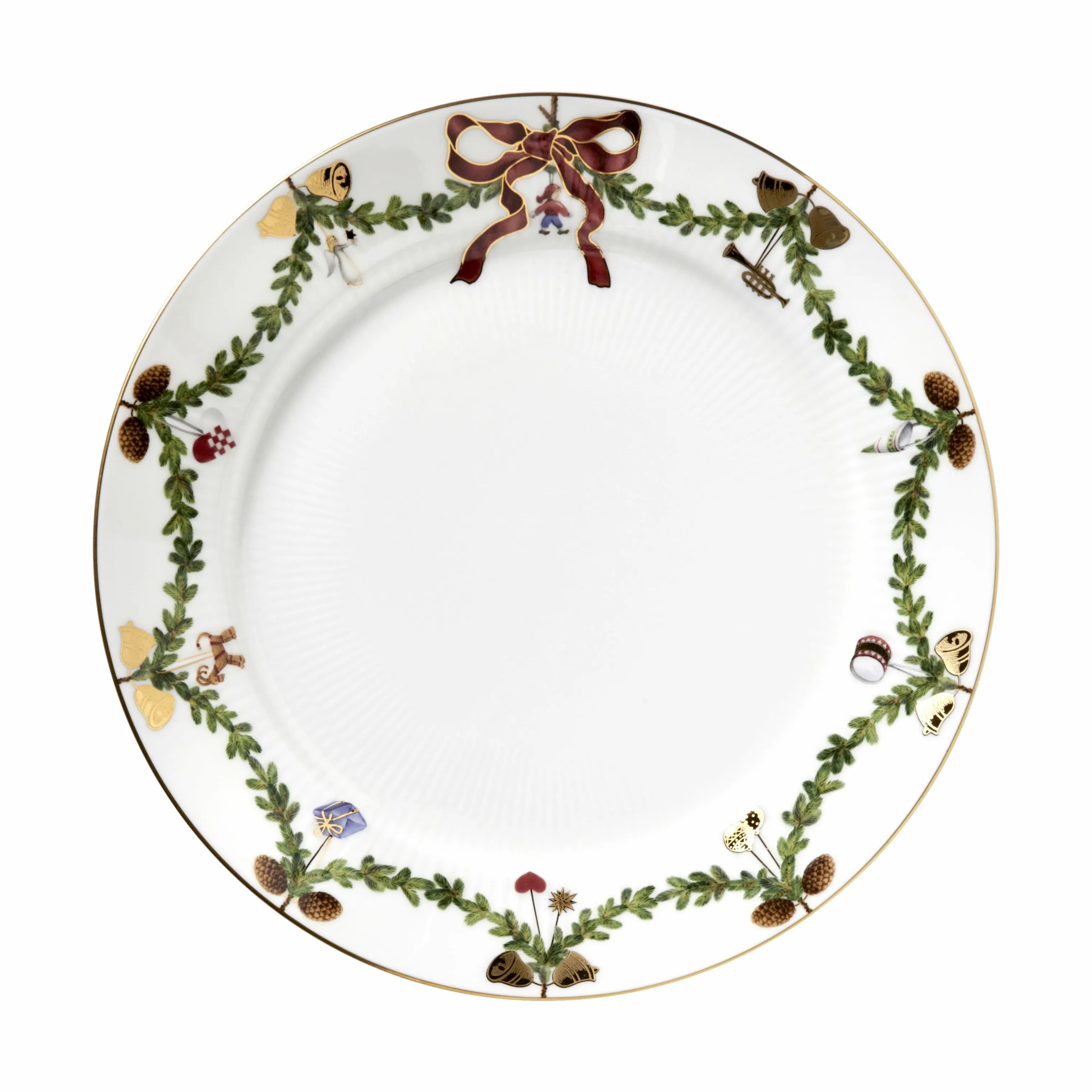 Royal Copenhagen Middagstallerkener Stjerne Riflet Jul Middagstallerken i Grøn/hvid/rød, 27 cm, 1