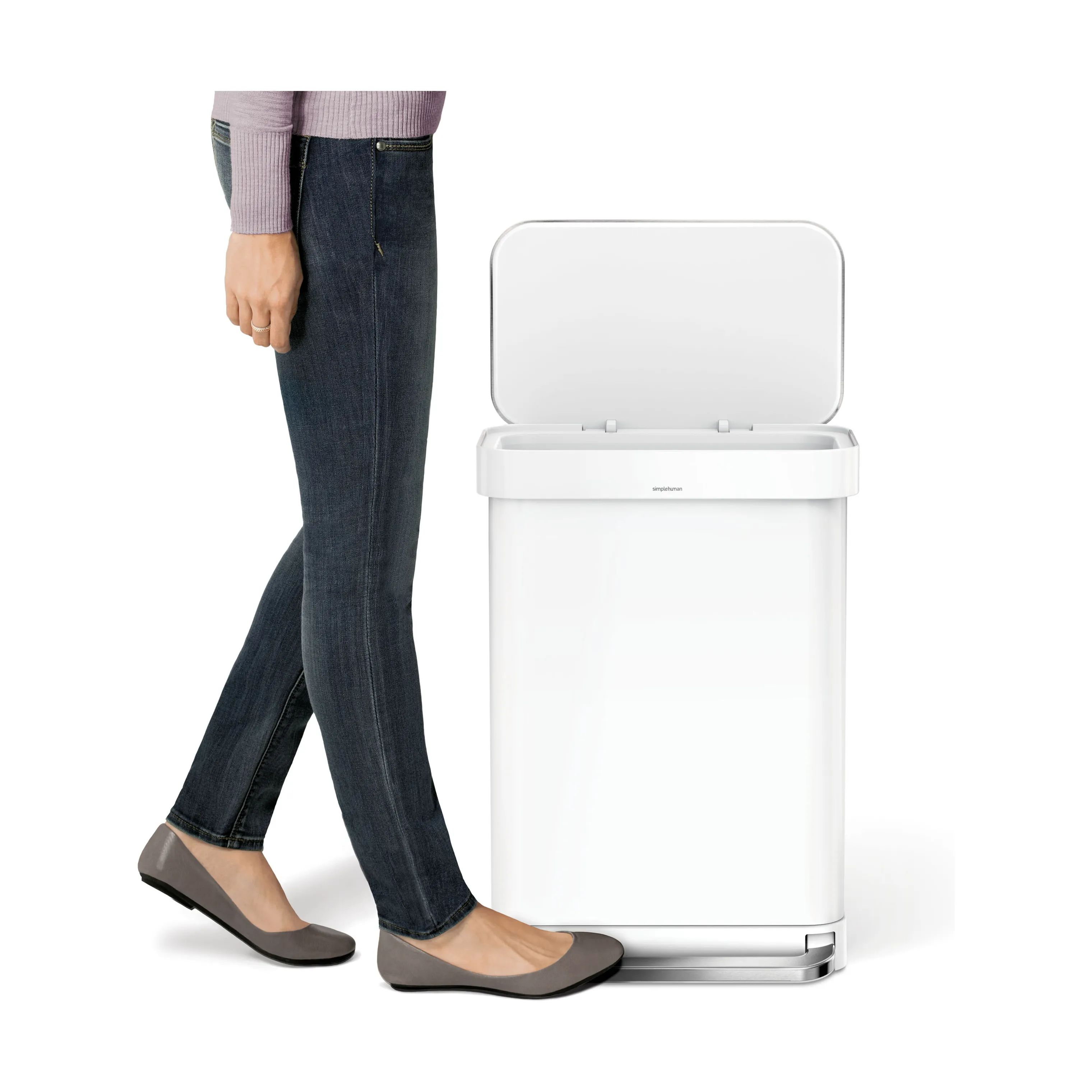 Simplehuman Pedalspande Slim Pedalspand i Hvid, 55 L, 4