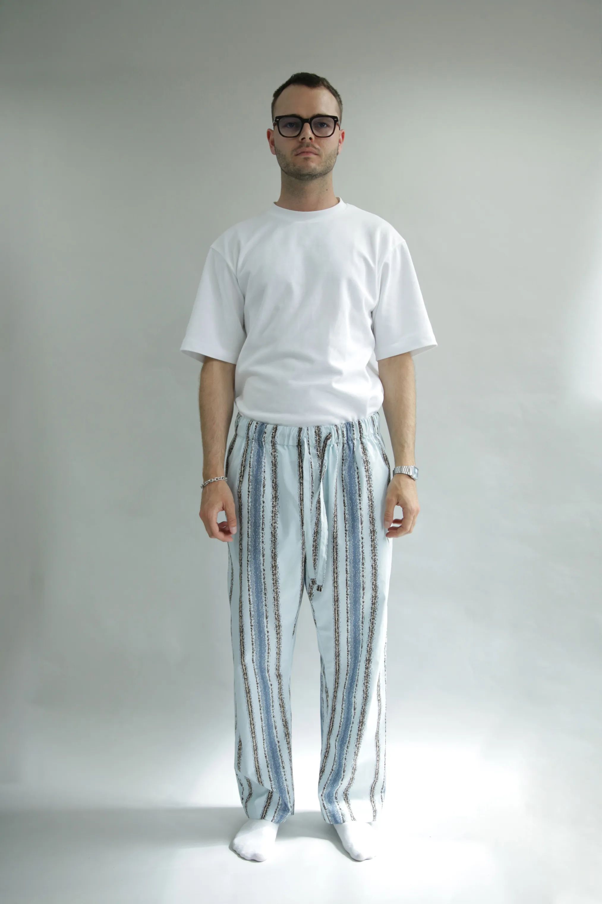 omhu x Mads Barfod Pyjamas Wave Grid Slumber Pyjamasbukser i Aqua, XS/S, 3