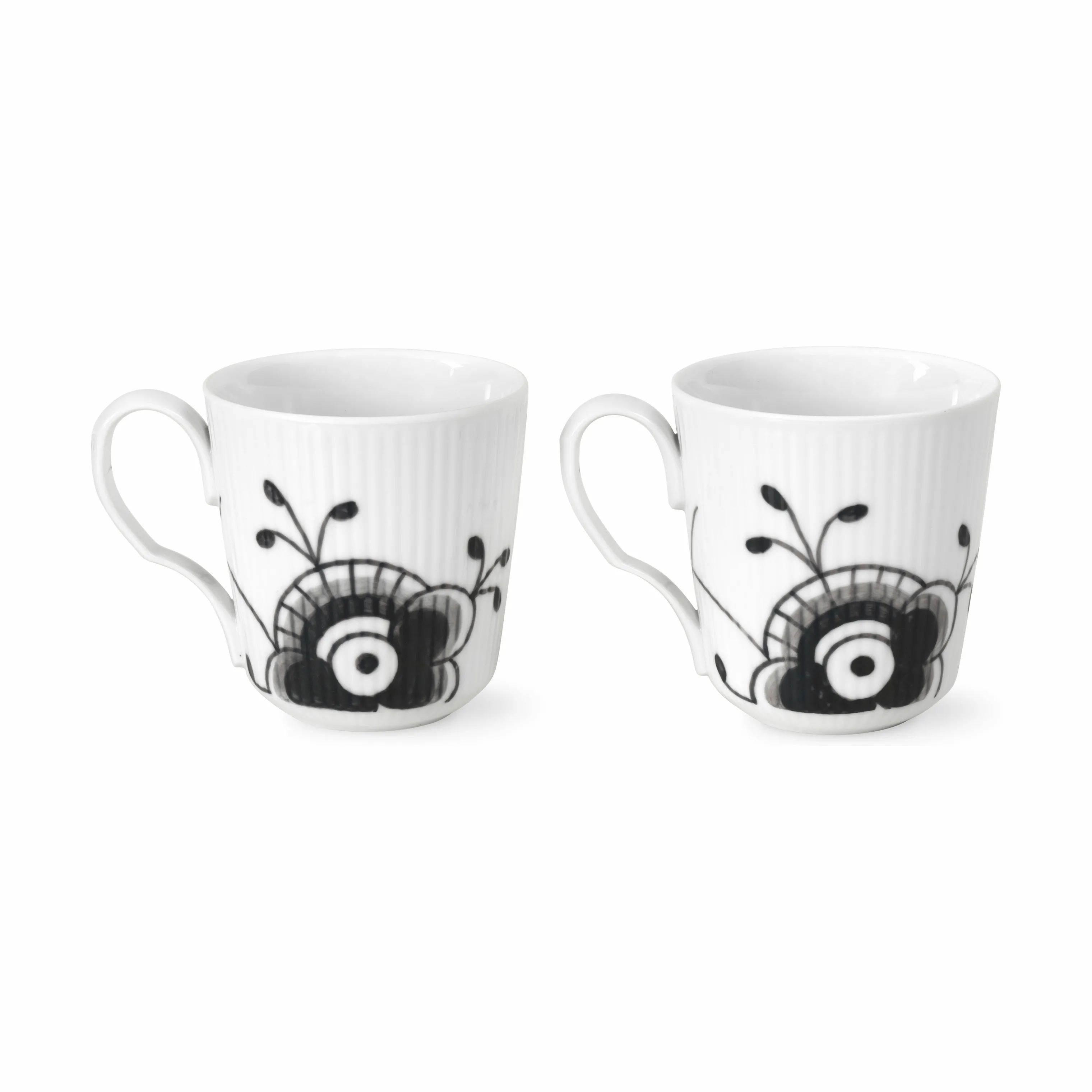 Royal Copenhagen Krus og kopper med hank Sort Mega Riflet Krus - 2 stk. i 28 cl, 1