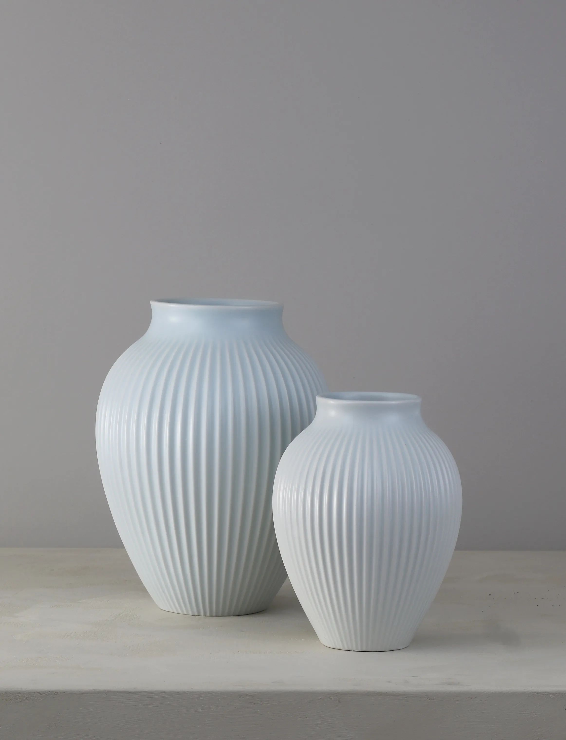 Knabstrup Keramik Vaser Ripple Vase i ice blue, 20 cm, 3