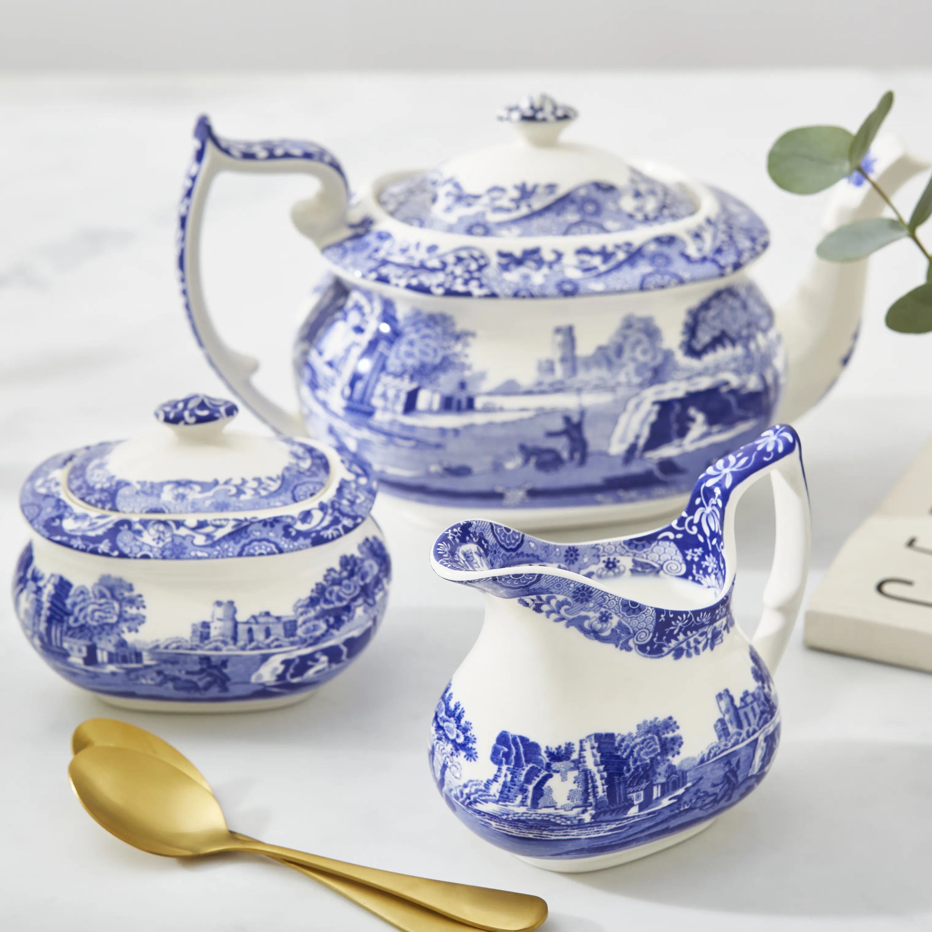 Spode Mælke- og flødekander Blue Italian Blue Italien Flødekande i blå/hvid, 2